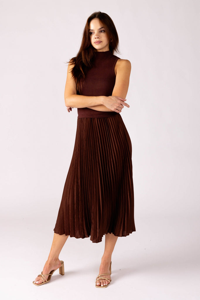 Shelley Pleated Skirt Midi Dress - fab'rik
