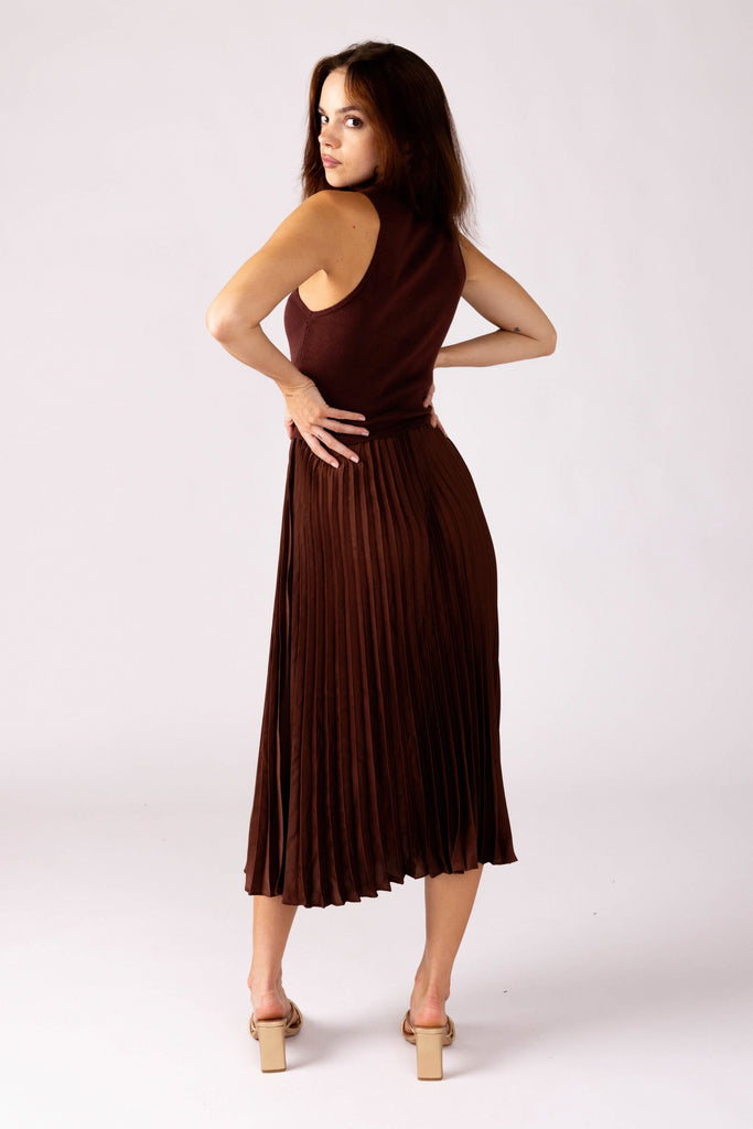 Shelley Pleated Skirt Midi Dress - fab'rik