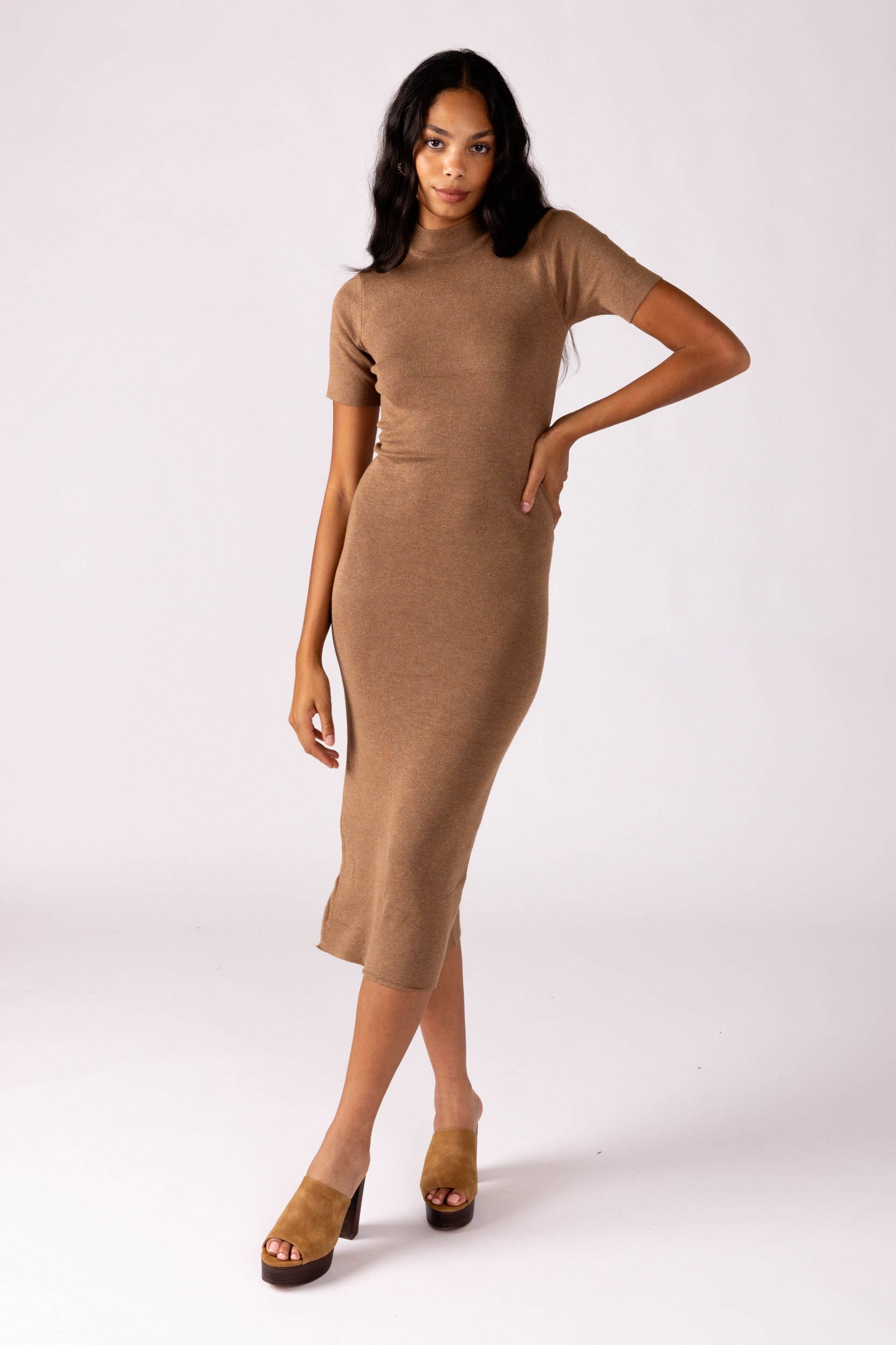 Ava High Neck Rib Dress - fab'rik