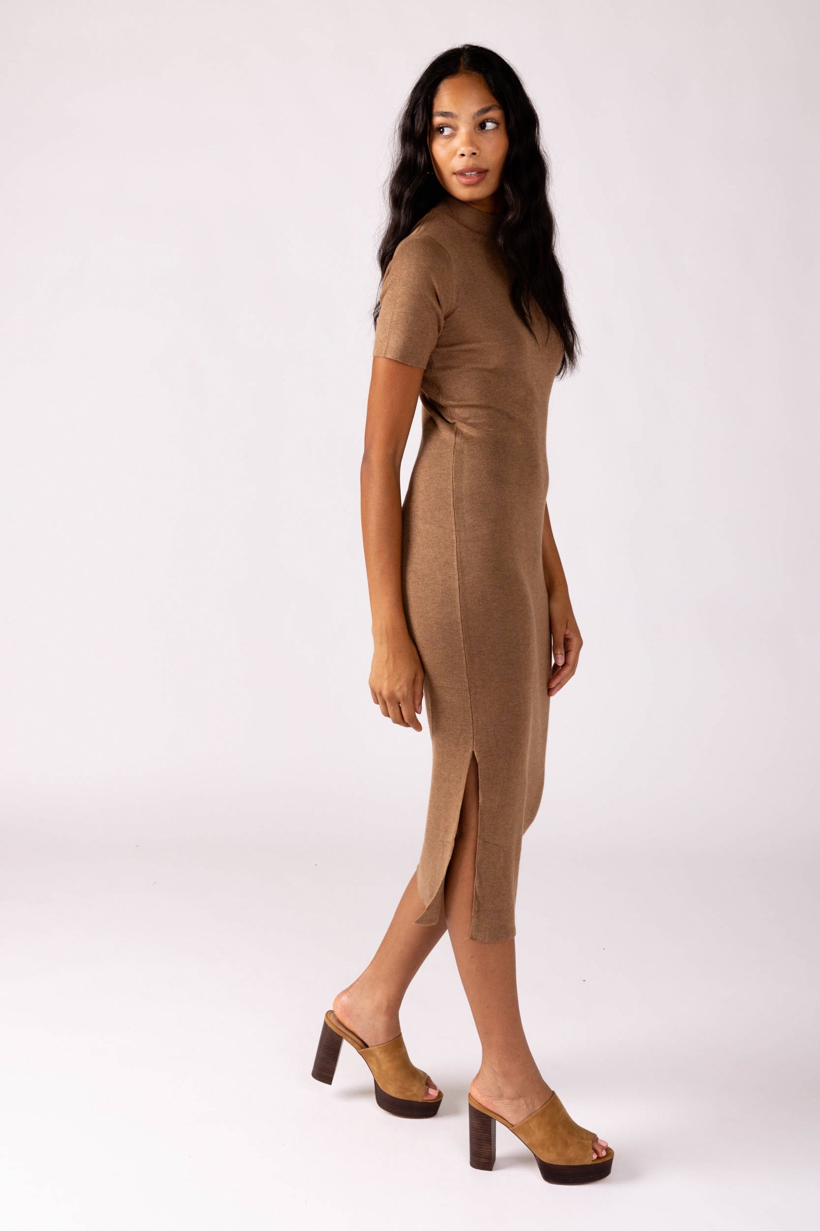Ava High Neck Rib Dress - fab'rik