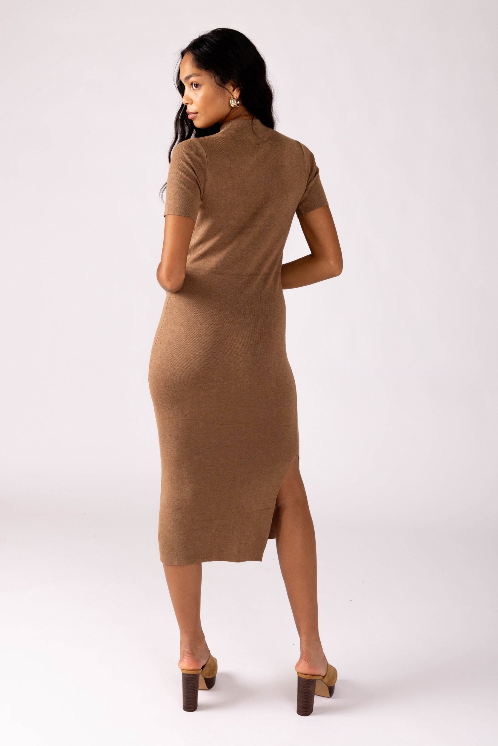 Ava High Neck Rib Dress - fab'rik