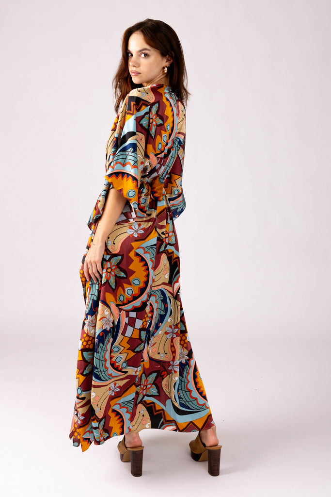 Phoebe Kimono Sleeve Maxi Dress - fab'rik