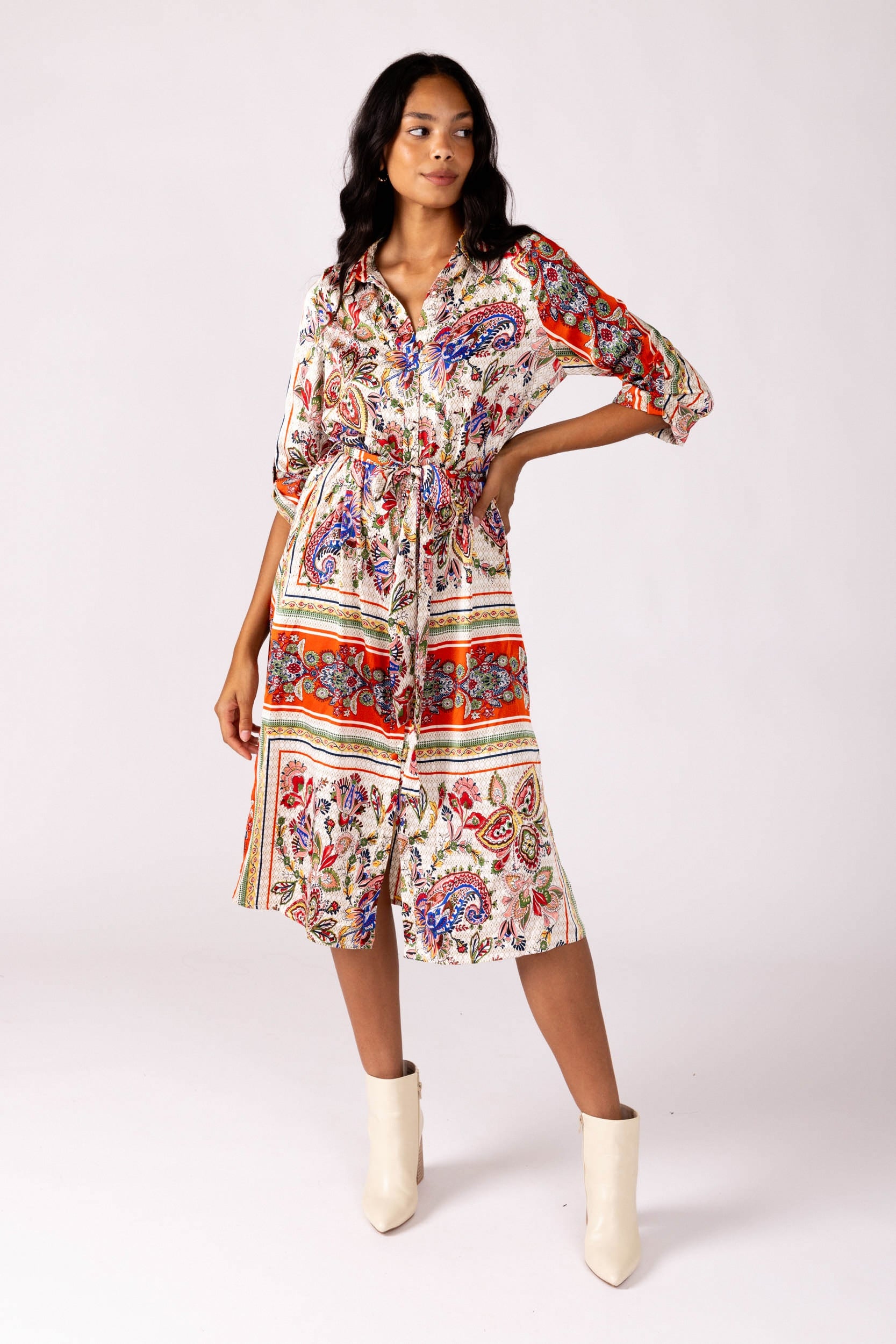 Melody Scarf Print Shirt Dress - fab'rik