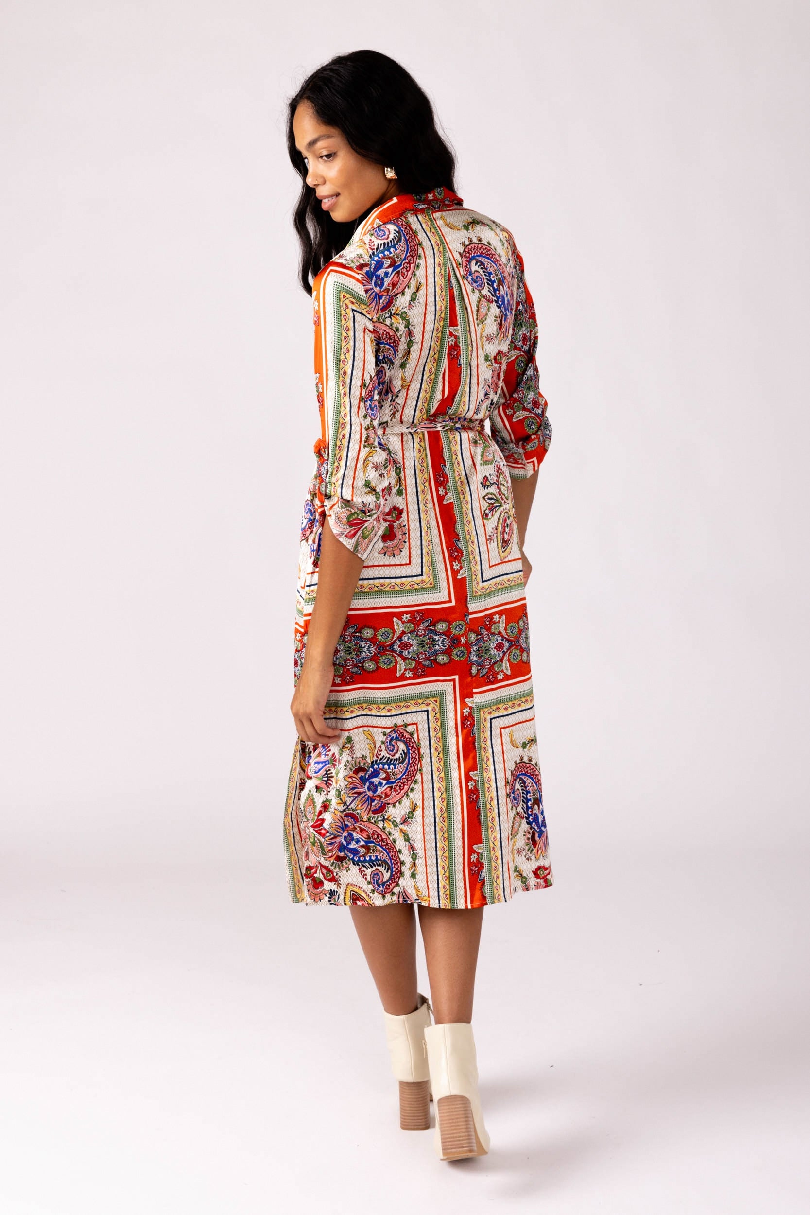 Melody Scarf Print Shirt Dress - fab'rik