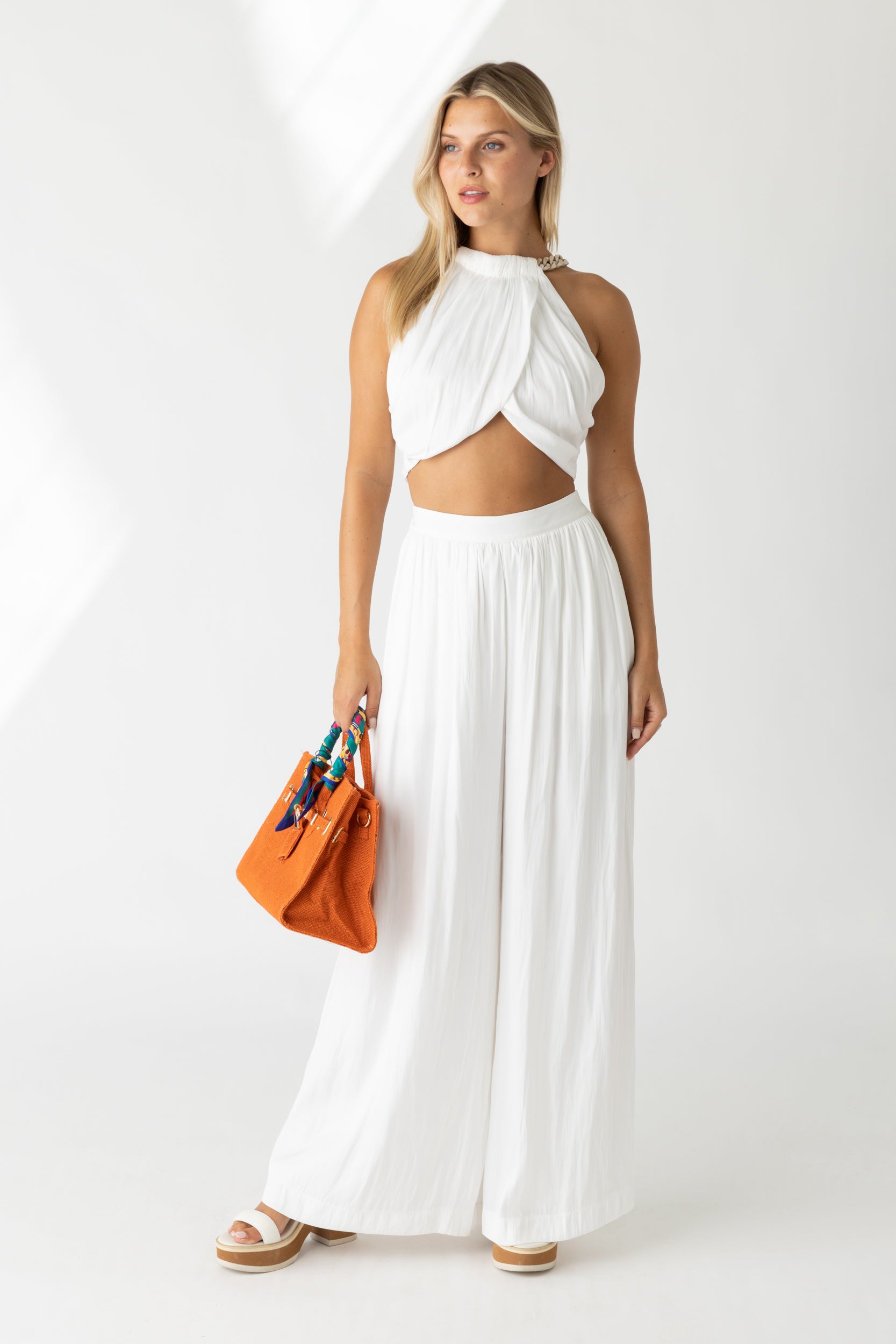 Kelli Chain Detail Wrap Crop Top - fab'rik