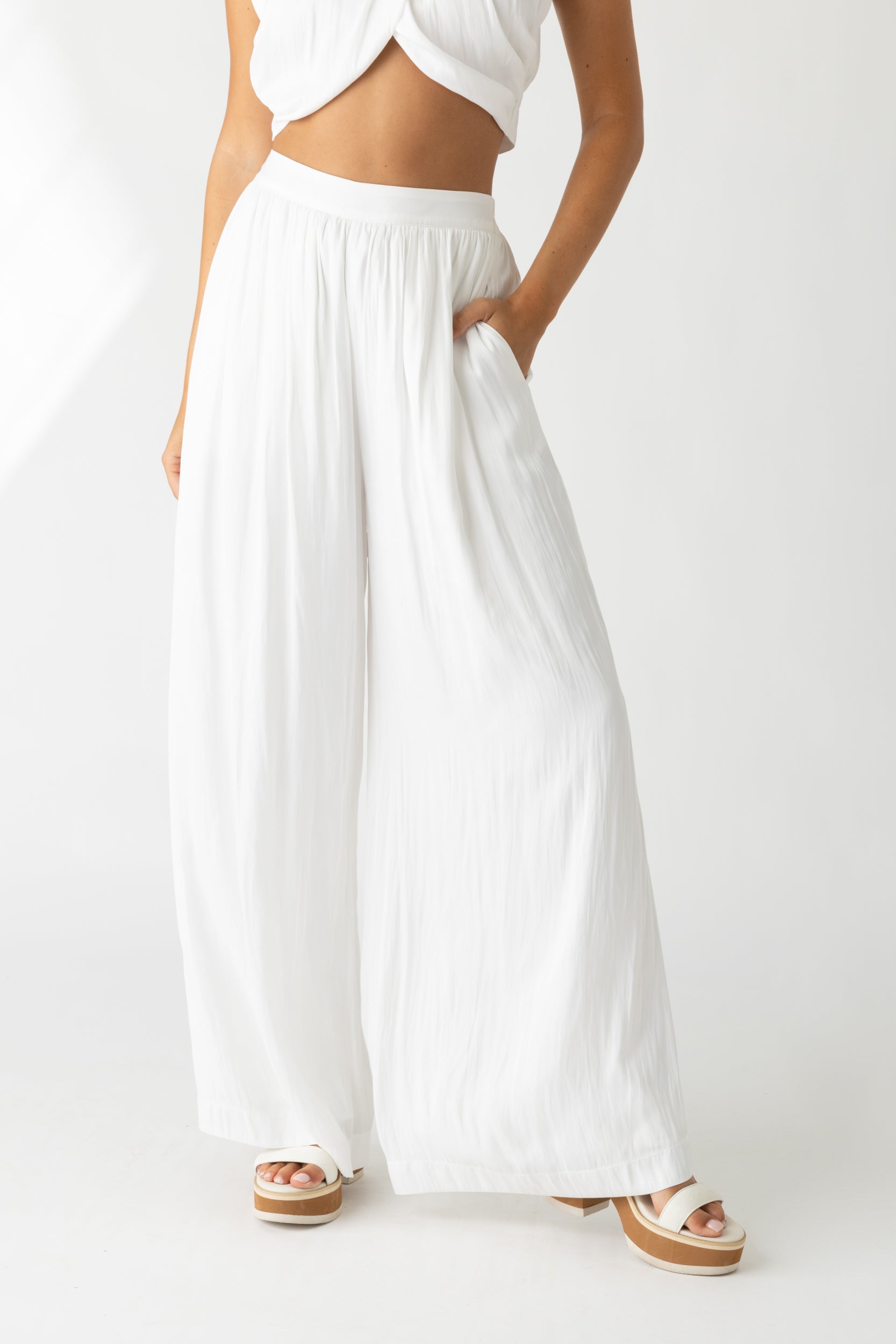 Brandy Smocked Waist Wide Leg Pant - fab'rik