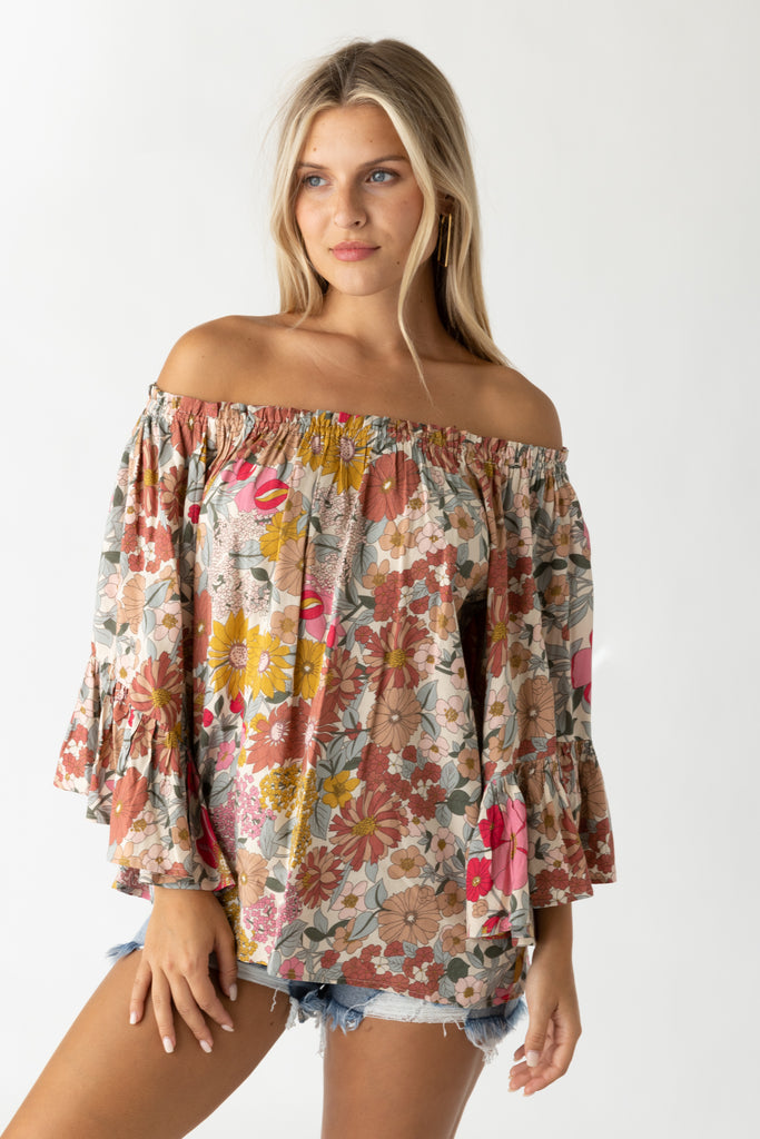 Dylan Floral Bell Sleeve Blouse - fab'rik