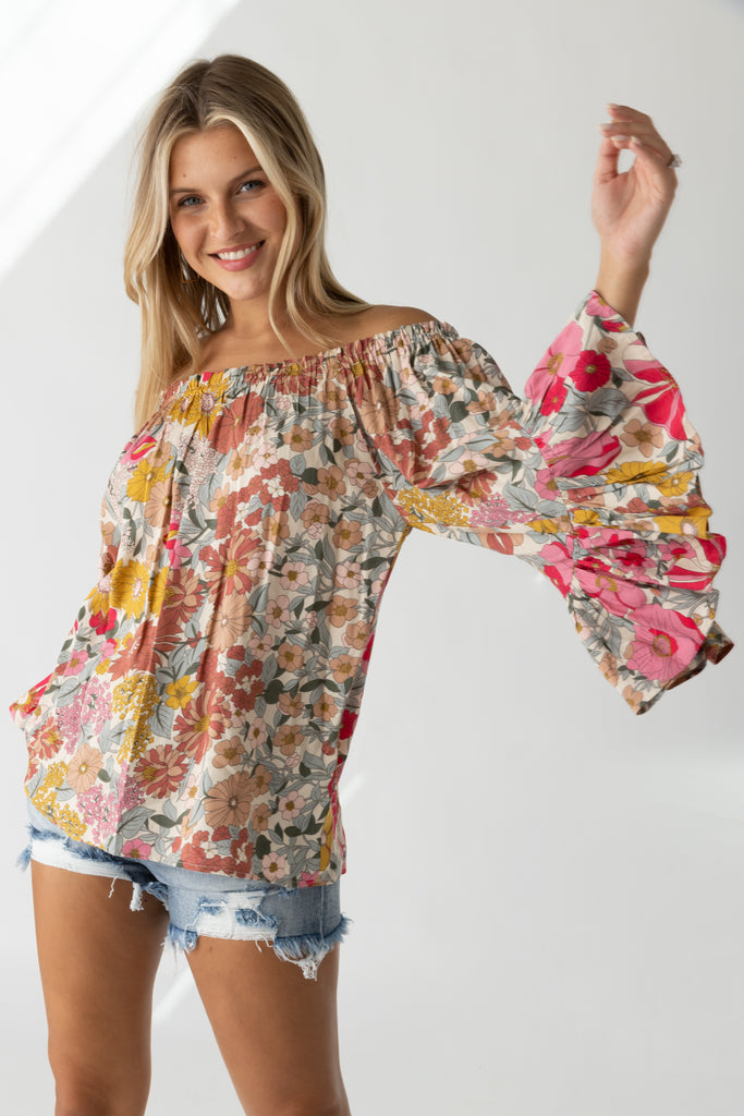 Dylan Floral Bell Sleeve Blouse - fab'rik