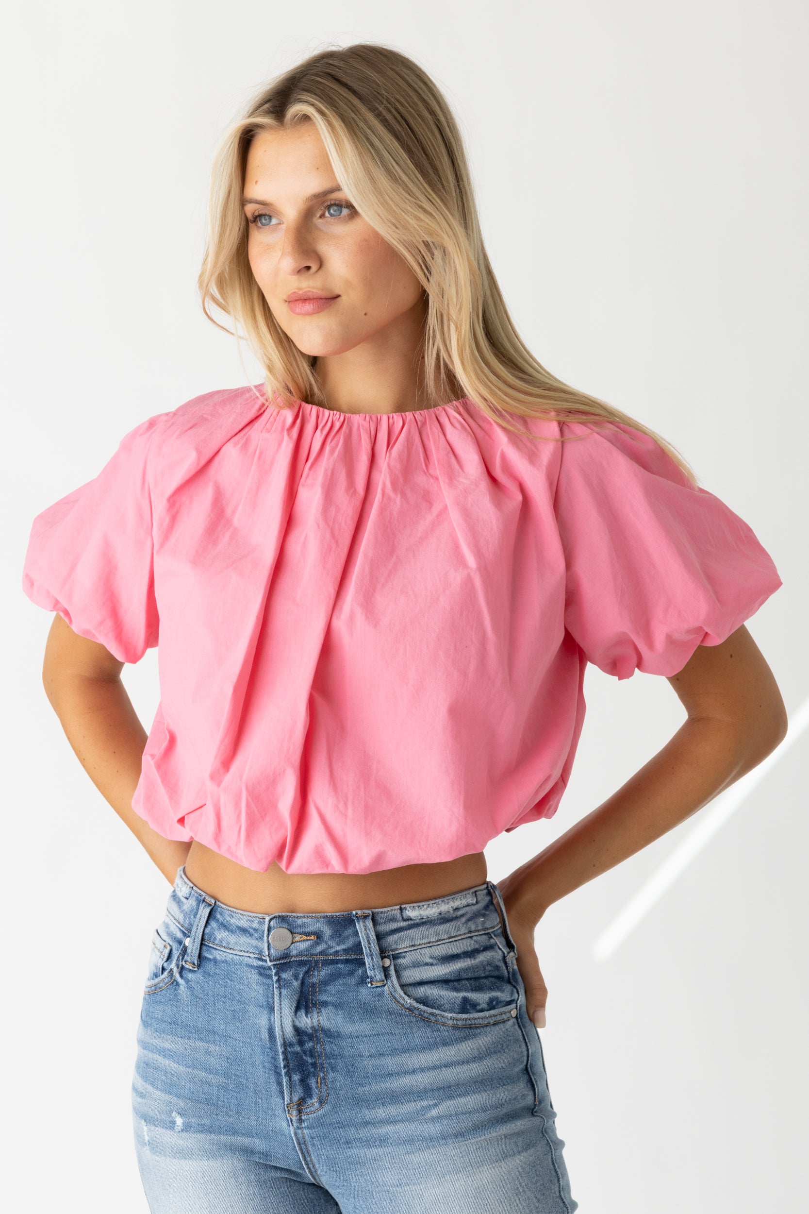 Megan Short Sleeved Bubble Blouse - fab'rik