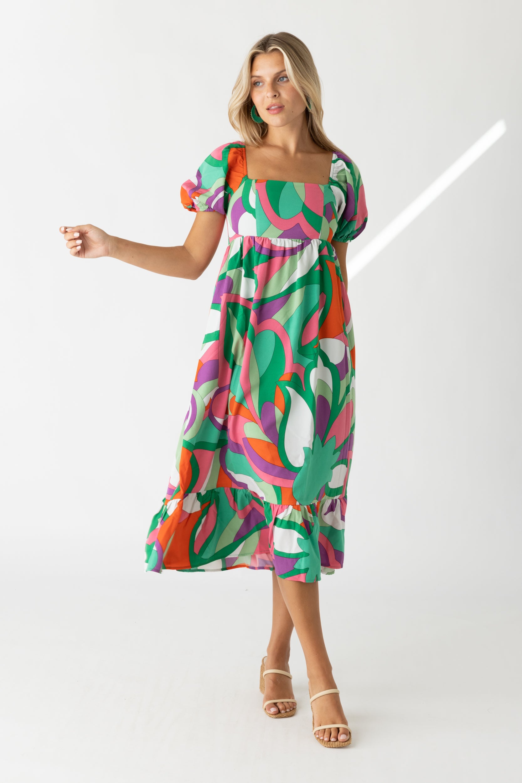 Crosby Printed Puff Sleeve Maxi Dress - fab'rik