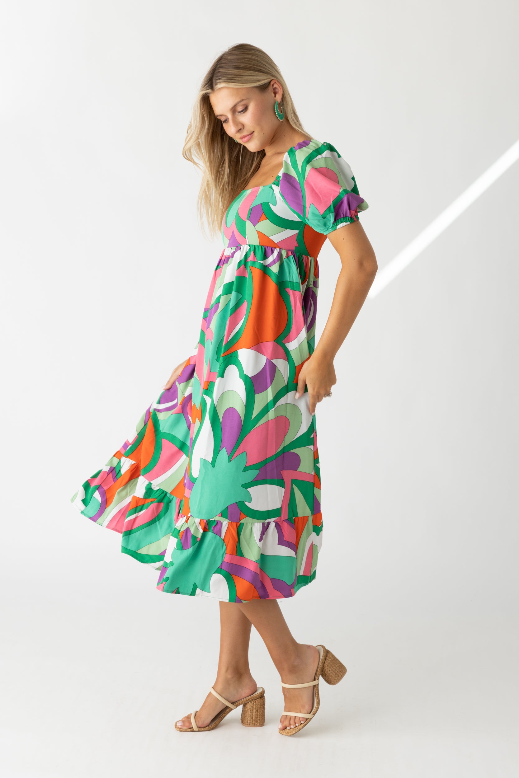Crosby Printed Puff Sleeve Maxi Dress - fab'rik