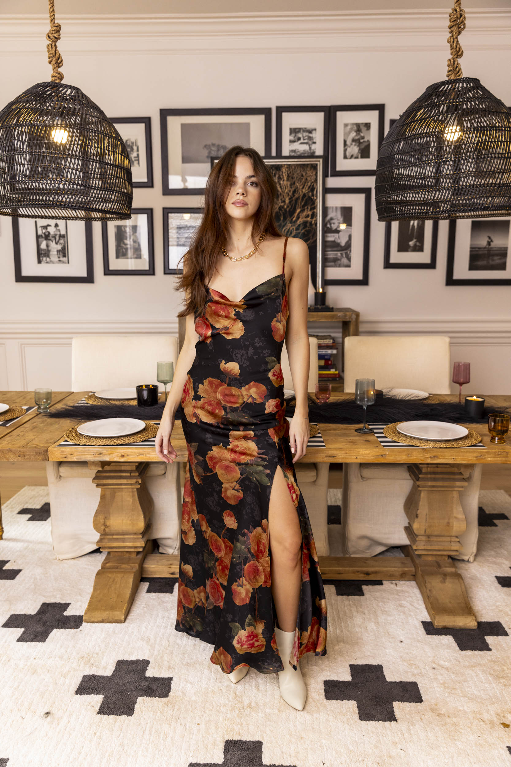 Victoria Floral Cowl Neck Maxi Dress - fab'rik