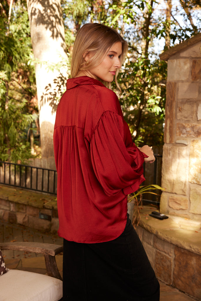 Lea Satin Button Down Blouse - fab'rik