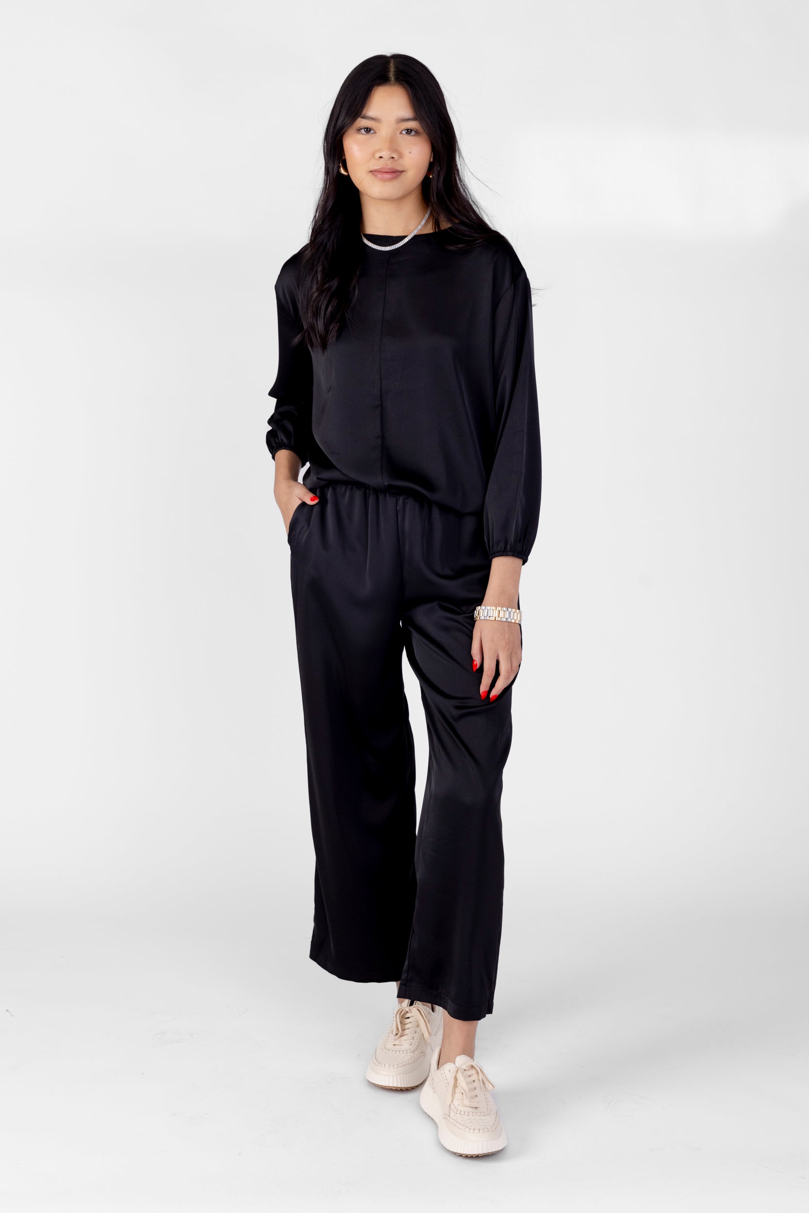 Lila Satin Loose Fit Pants - fab'rik