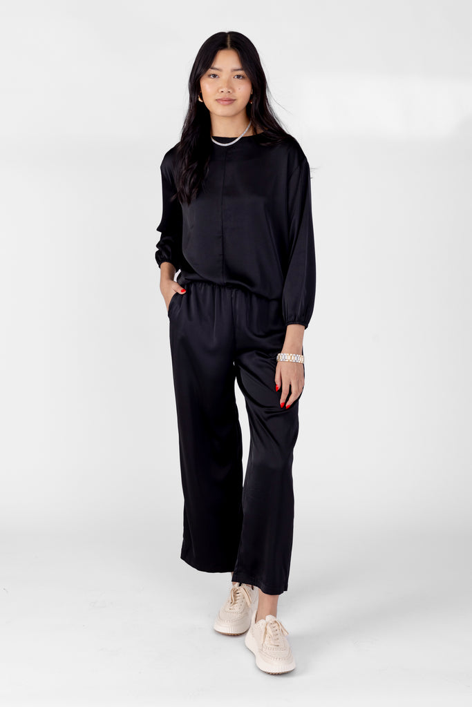 Lila Satin Loose Fit Pants - fab'rik