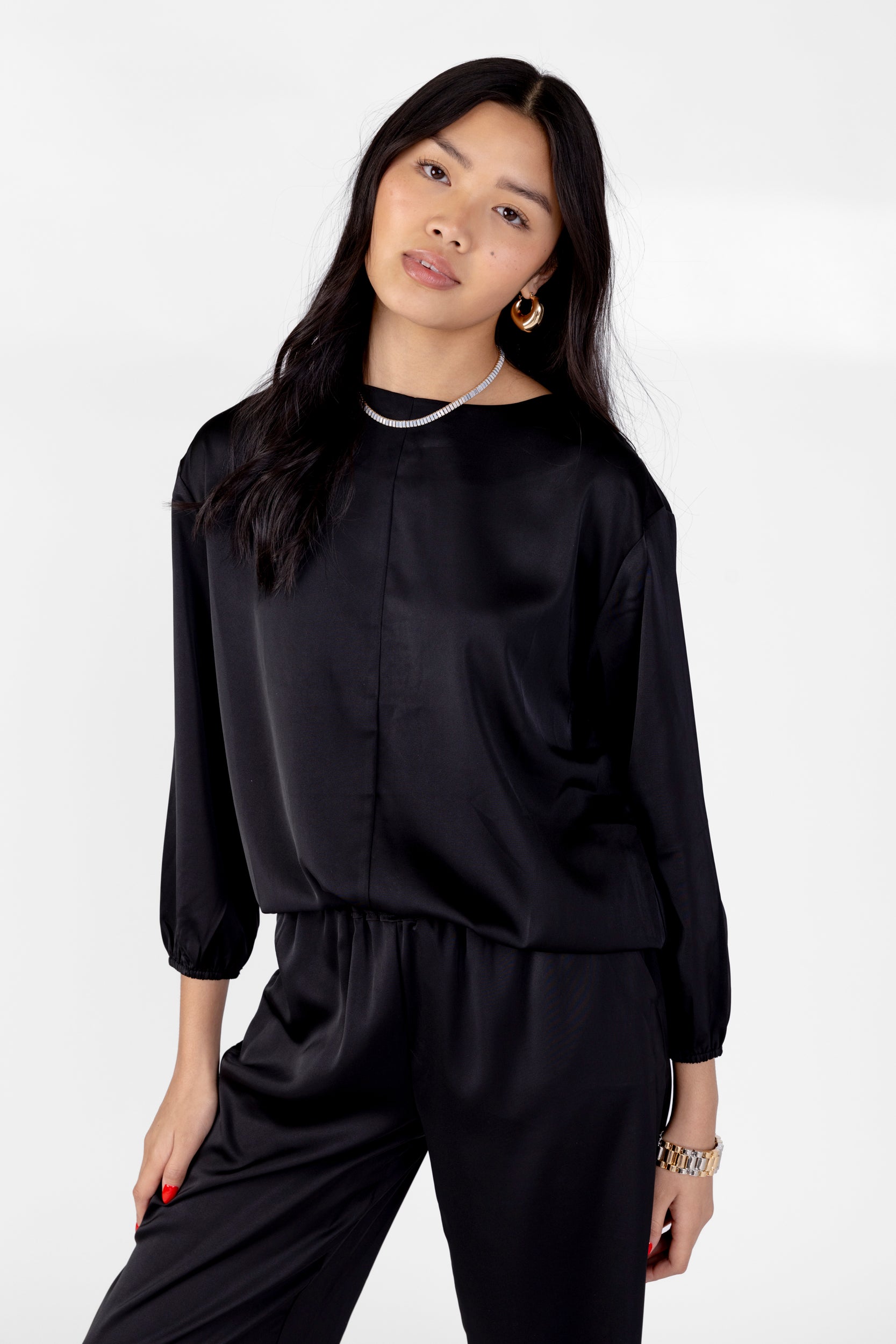 Lila Satin Loose Fit Top - fab'rik