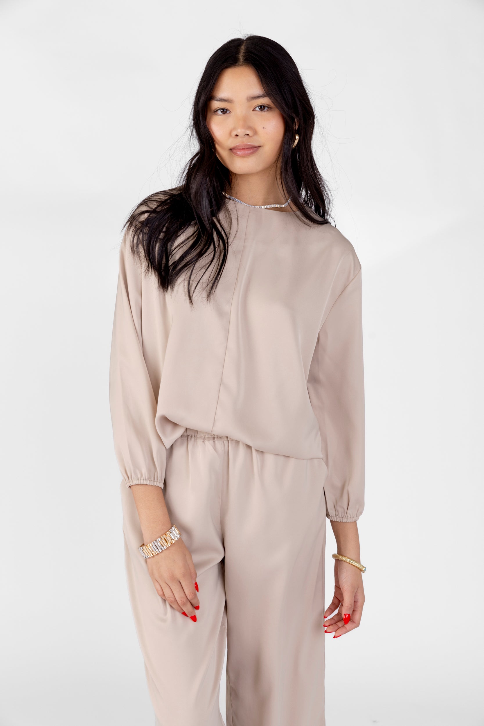 Lila Satin Loose Fit Top - fab'rik