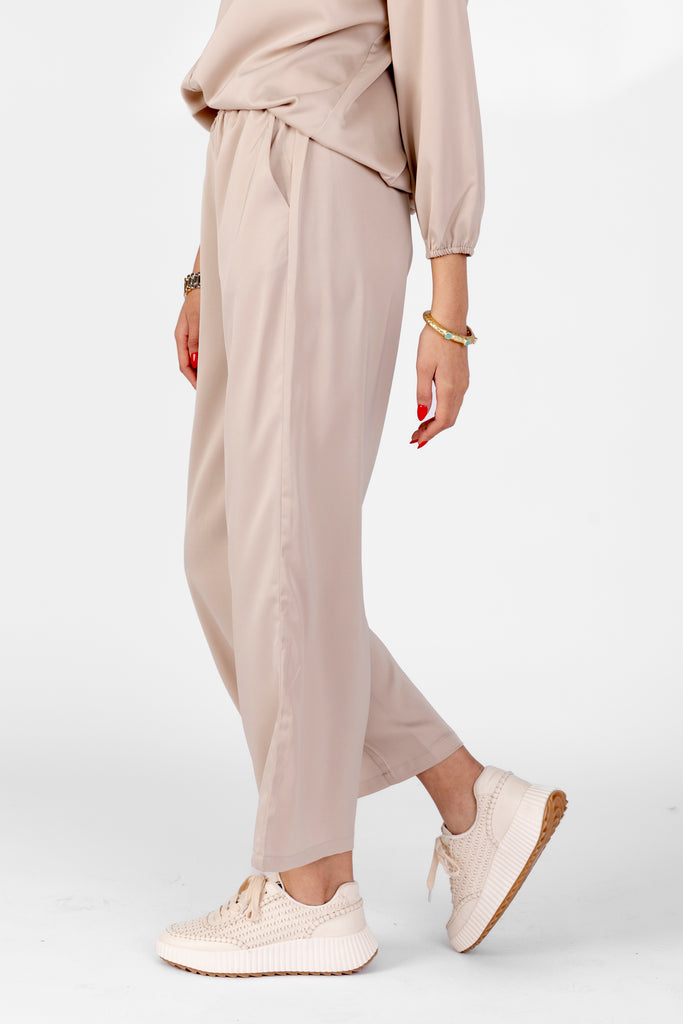 Lila Satin Loose Fit Pants - fab'rik