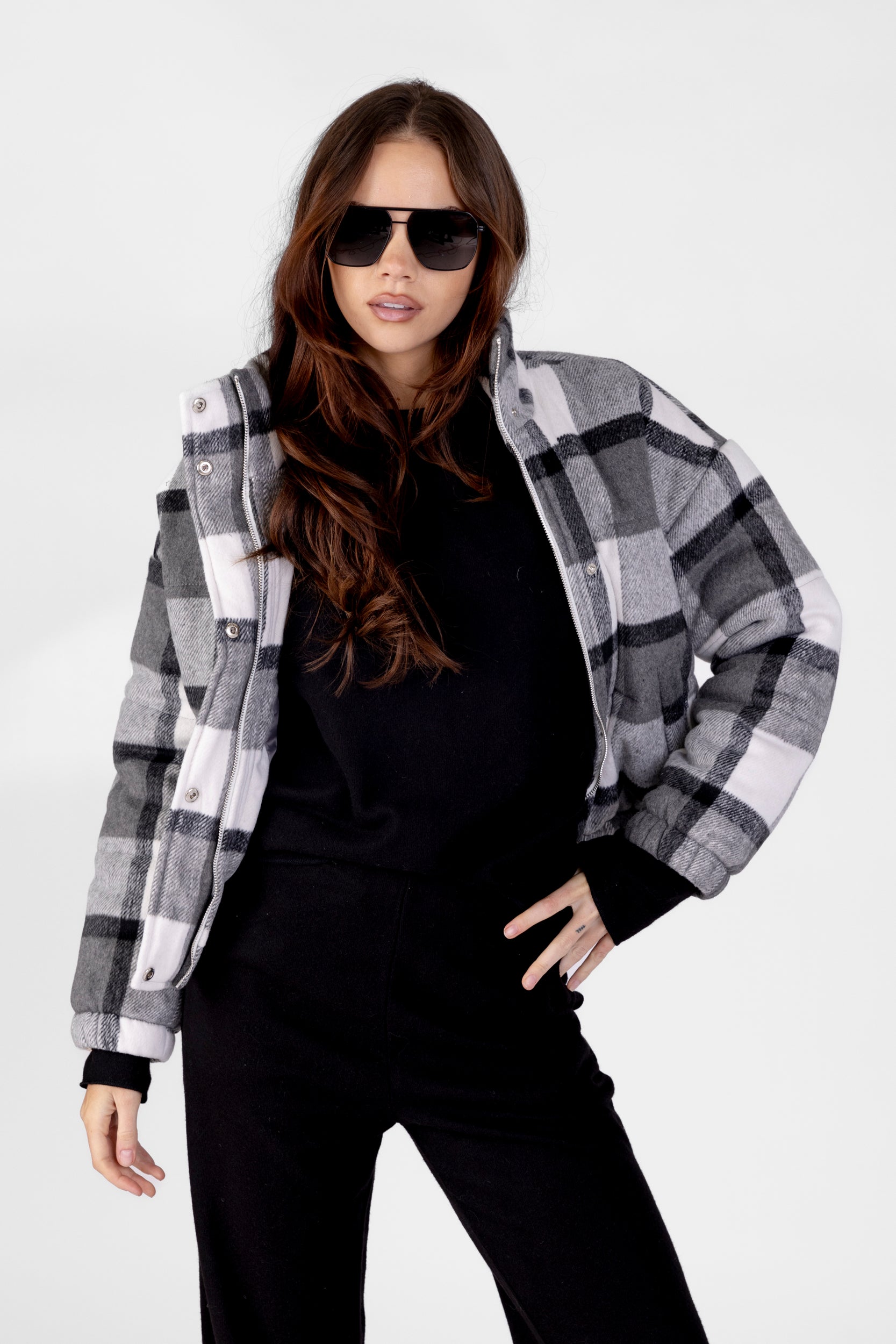Aliza Plaid Puffer Jacket - fab'rik