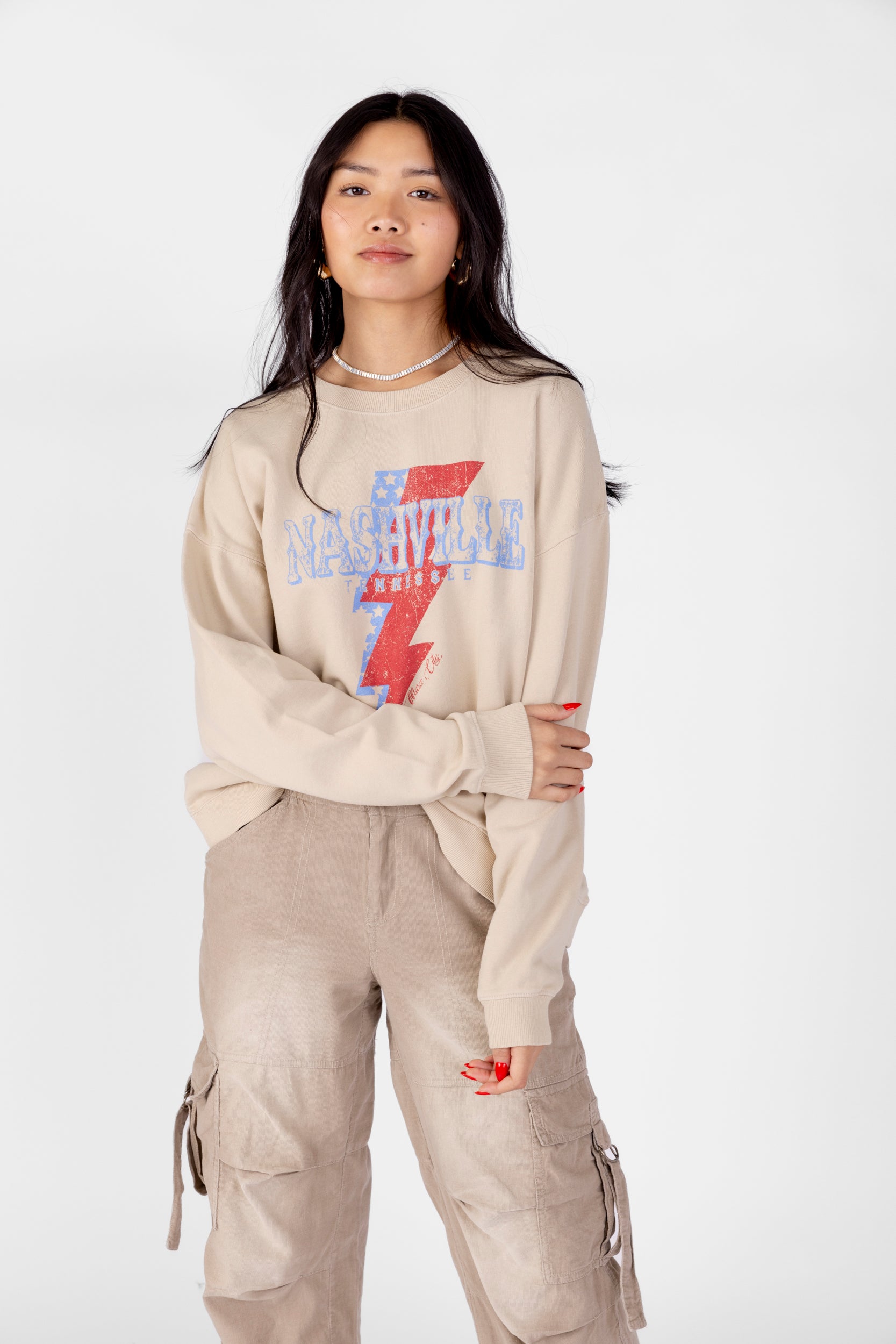 "Nashville" Lightning Bolt Graphic Sweatshirt - fab'rik