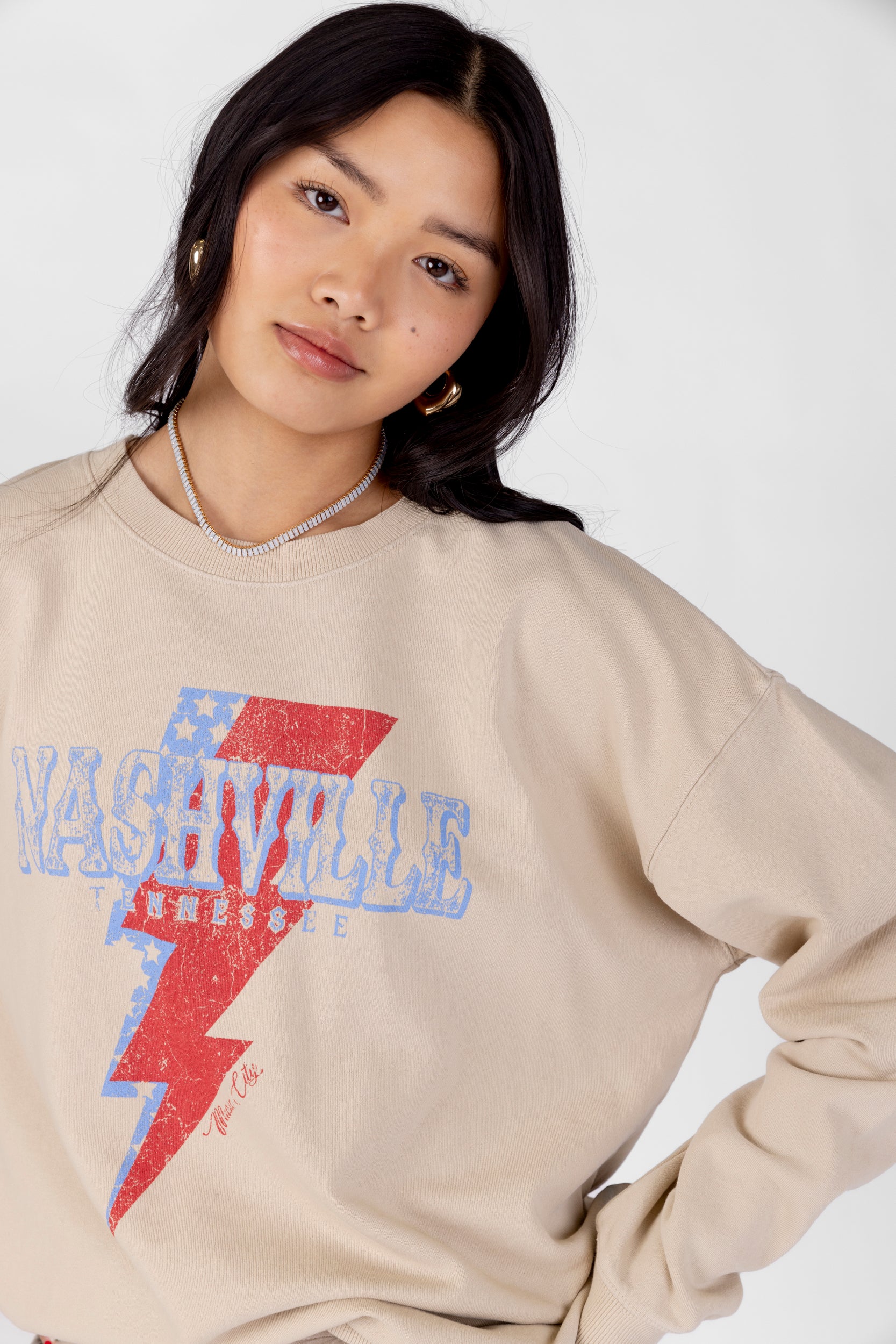 "Nashville" Lightning Bolt Graphic Sweatshirt - fab'rik
