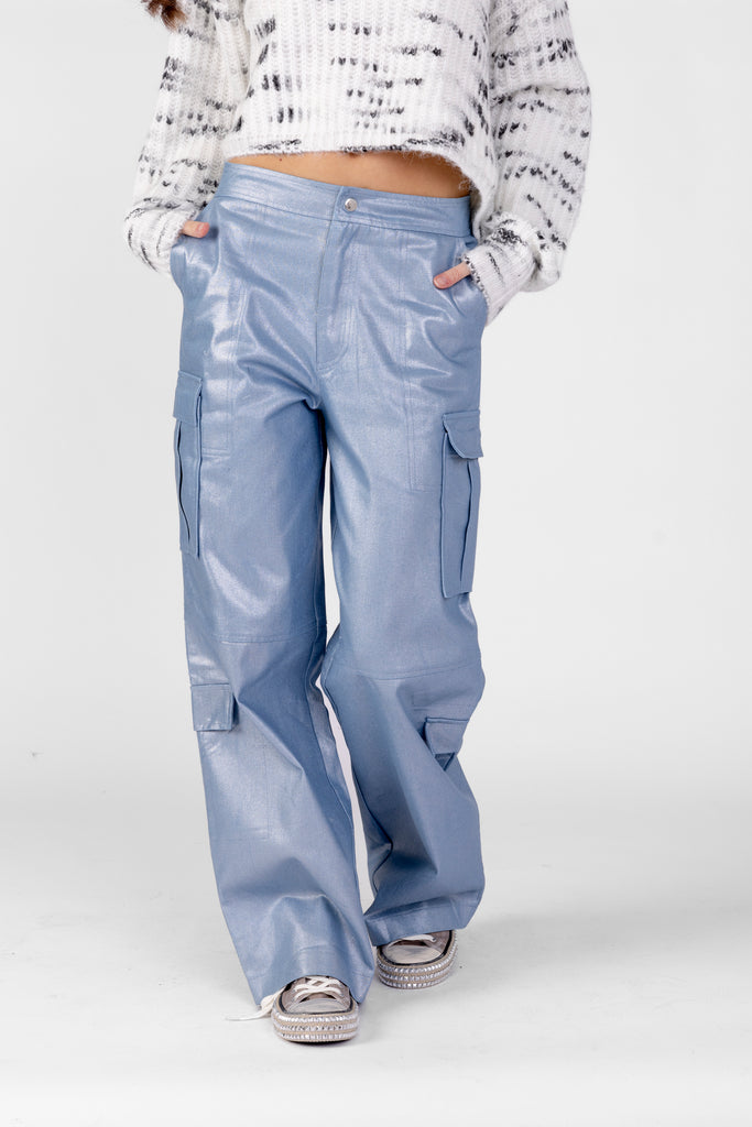 Bonnie Mid Rise Cargo Lurex Wide Pants - fab'rik