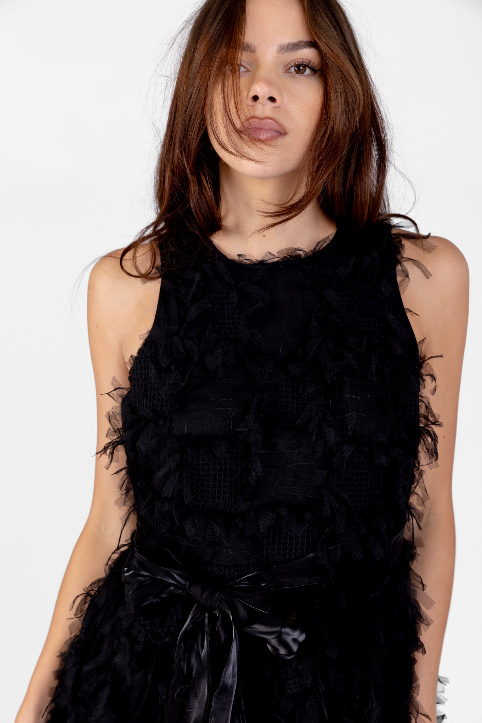 Rose Mesh Sleeveless Midi Dress - fab'rik