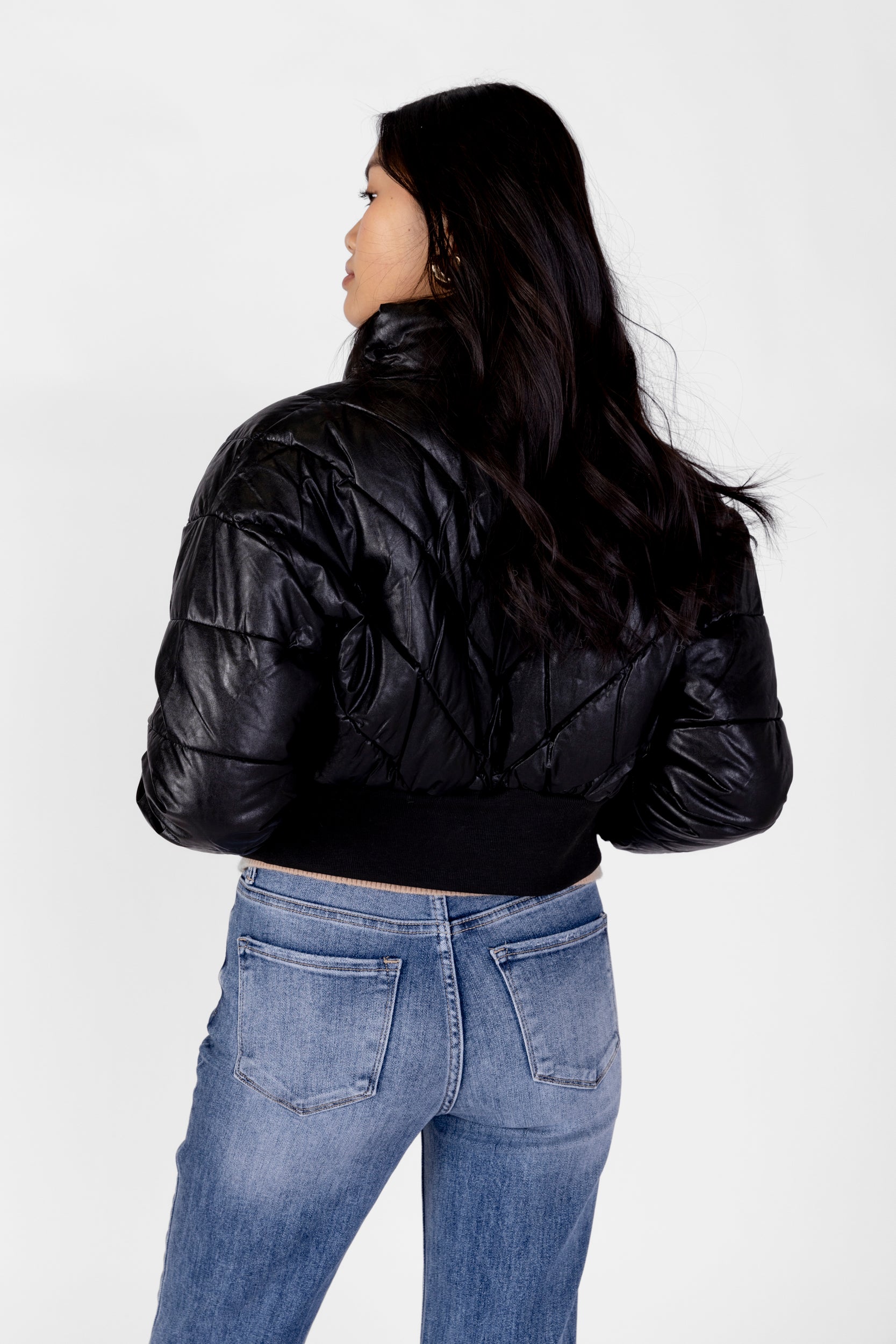 Honey Faux Leather Puffer Jacket - fab'rik