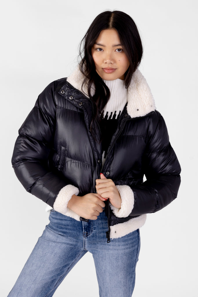 Jessi Sherpa Trimmed Puffer Jacket - fab'rik