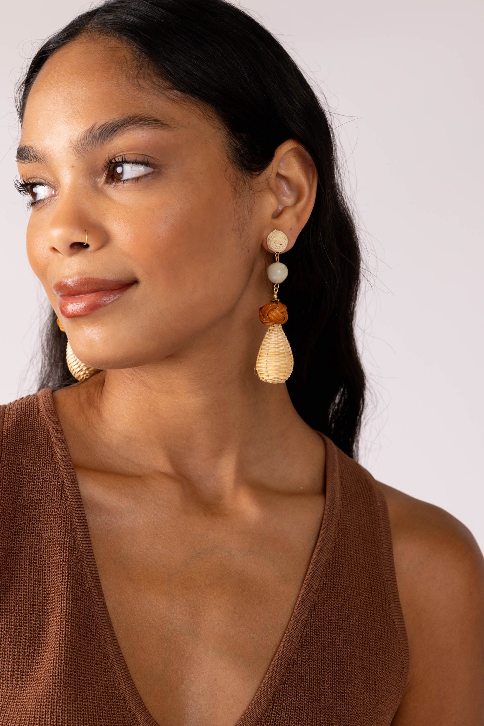 Bristol Rattan Dangle Teardrop Earrings - fab'rik