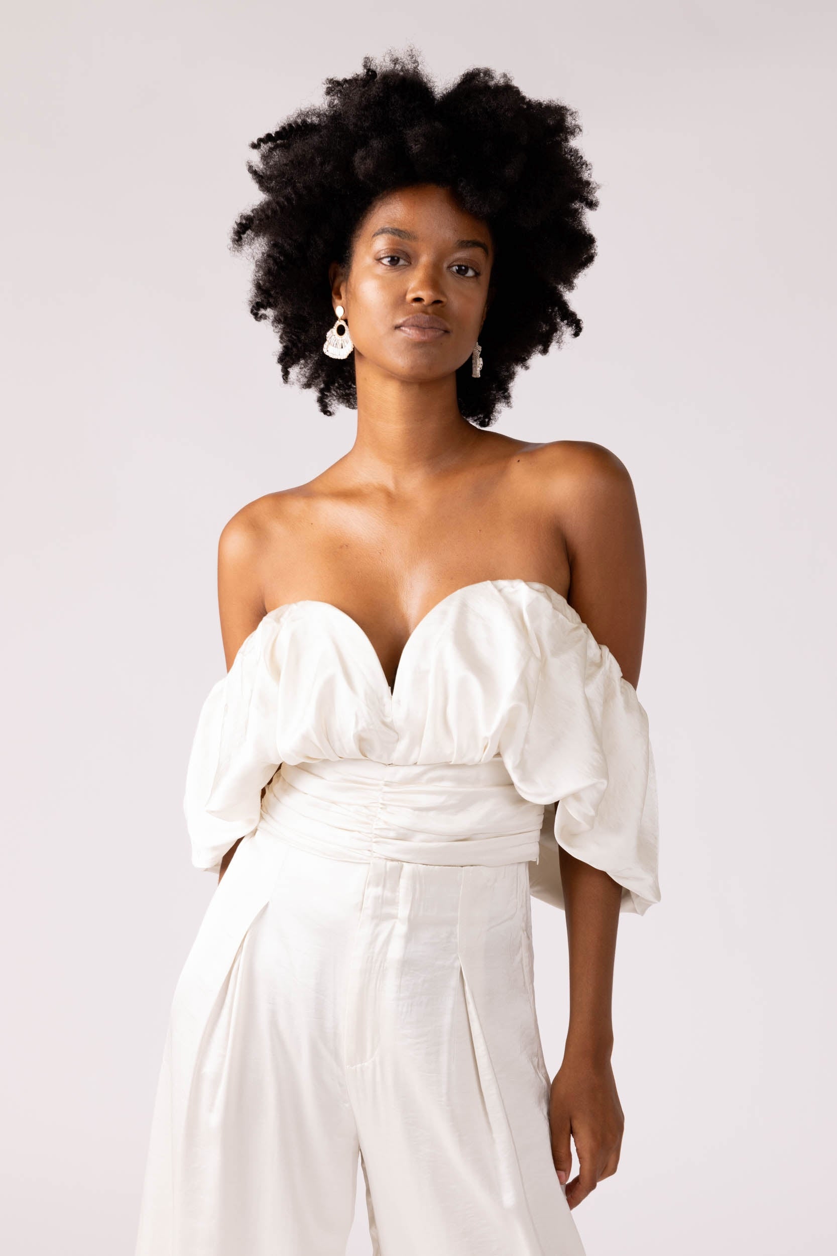 Marlie Puff Sleeve Cropped Top - fab'rik