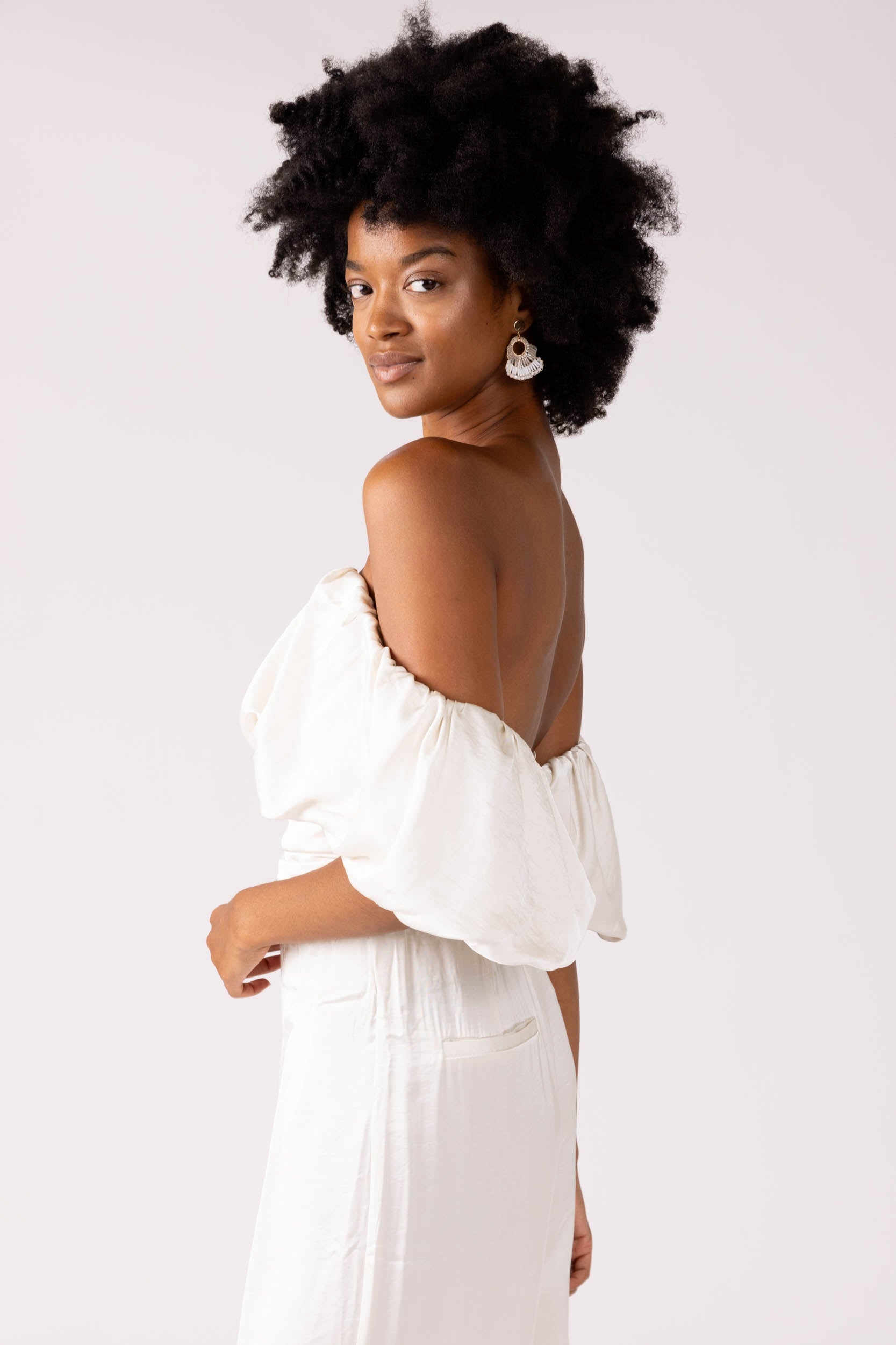 Marlie Puff Sleeve Cropped Top - fab'rik