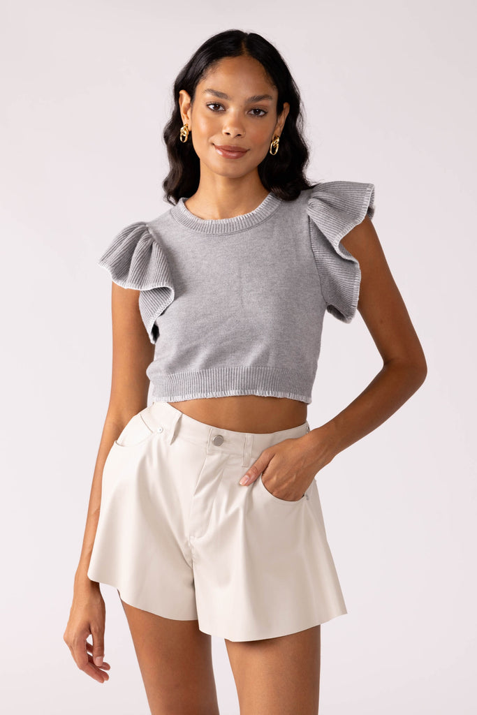 Delaney Ruffle Sleeve Knit Top - fab'rik
