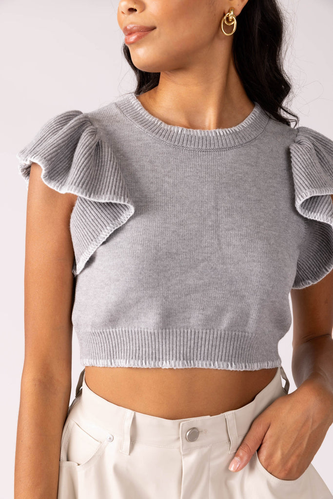 Delaney Ruffle Sleeve Knit Top - fab'rik