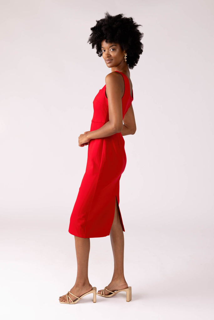 Billie Square Neck Bodycon Midi Dress - fab'rik