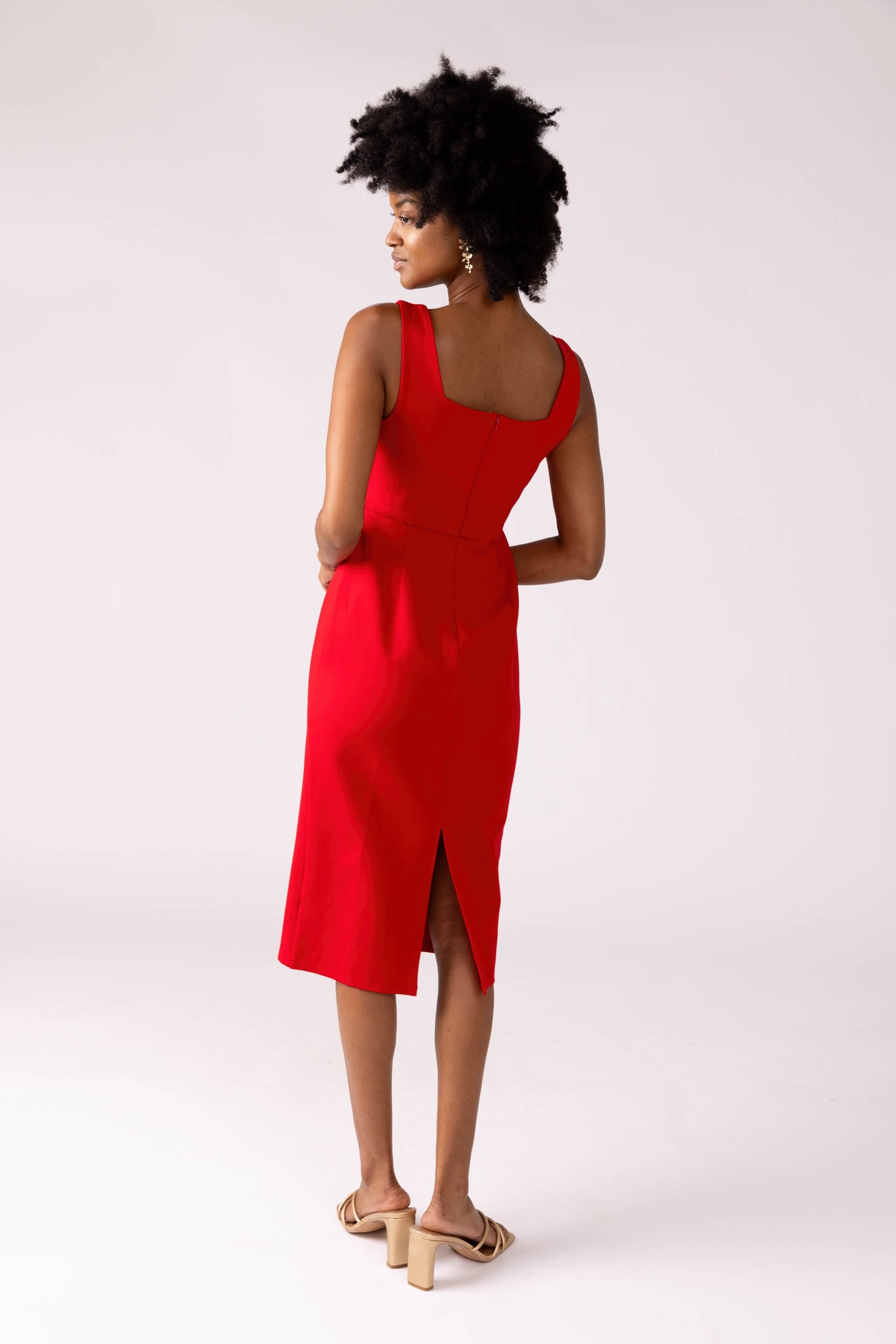 Billie Square Neck Bodycon Midi Dress - fab'rik