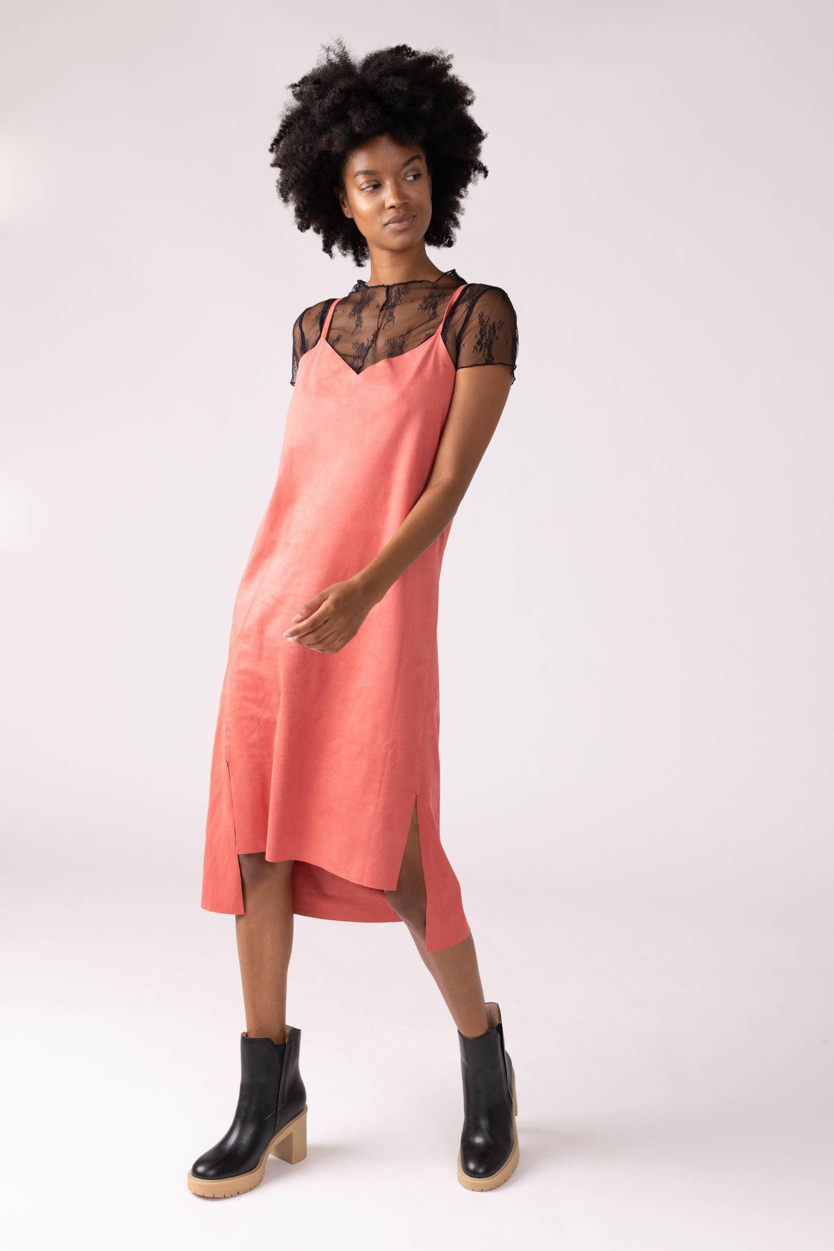 Alex Faux Suede Slip Dress - fab'rik