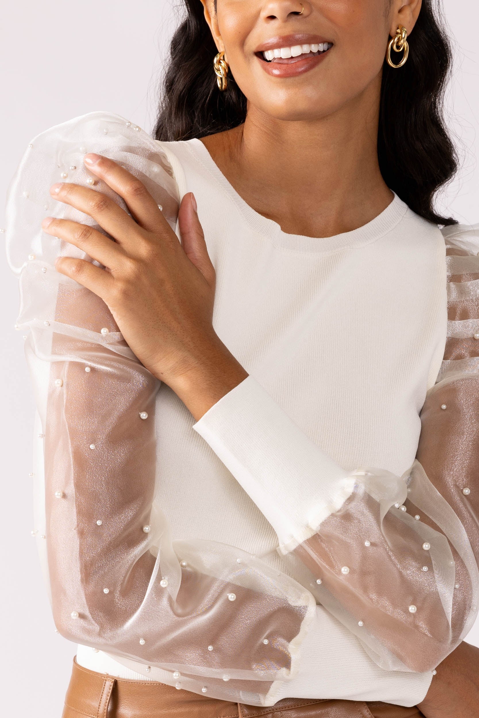 Perla Embellished Sleeve Top - fab'rik