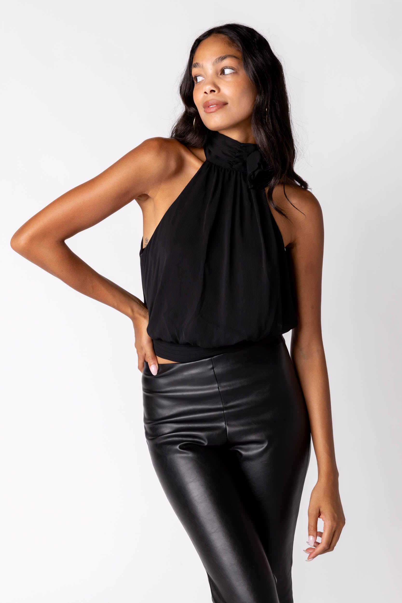 Jones Flower Detail Halter Top - fab'rik
