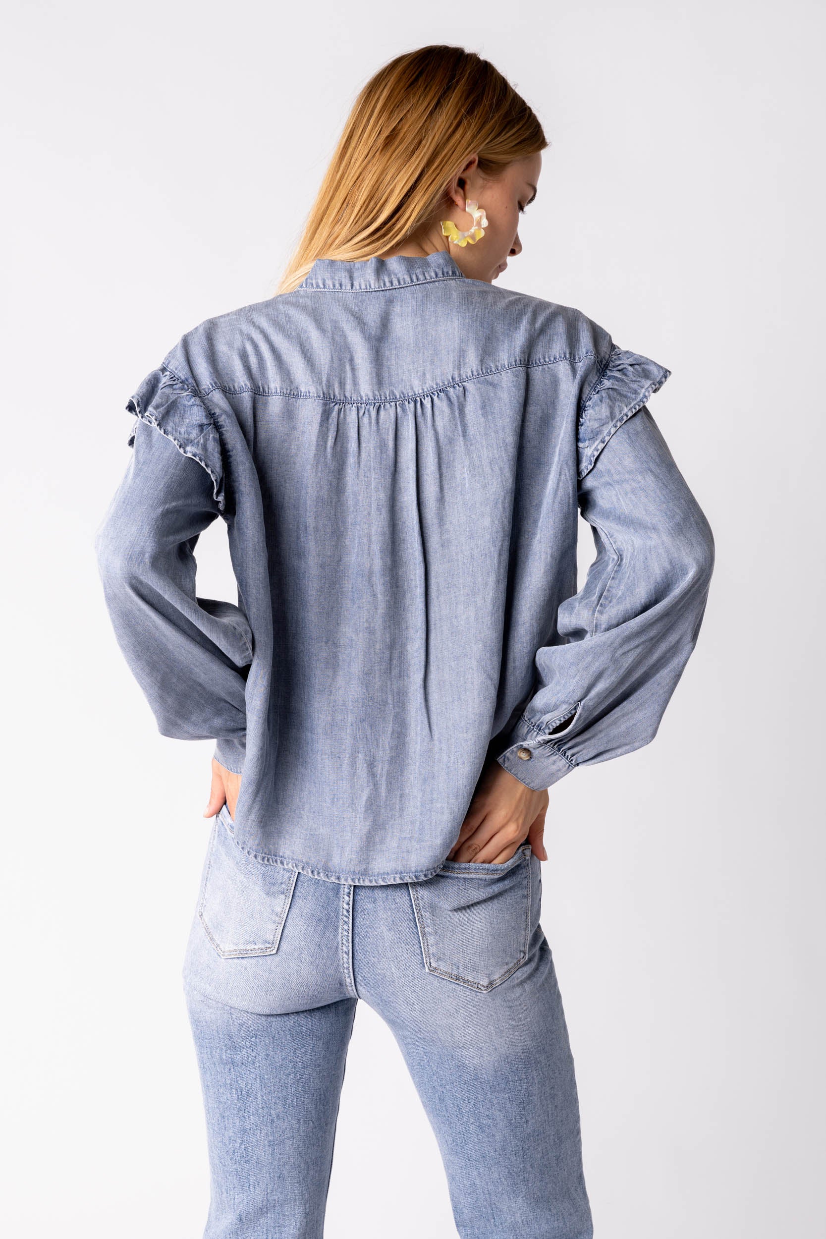 Miley Ruffled Denim Top - fab'rik