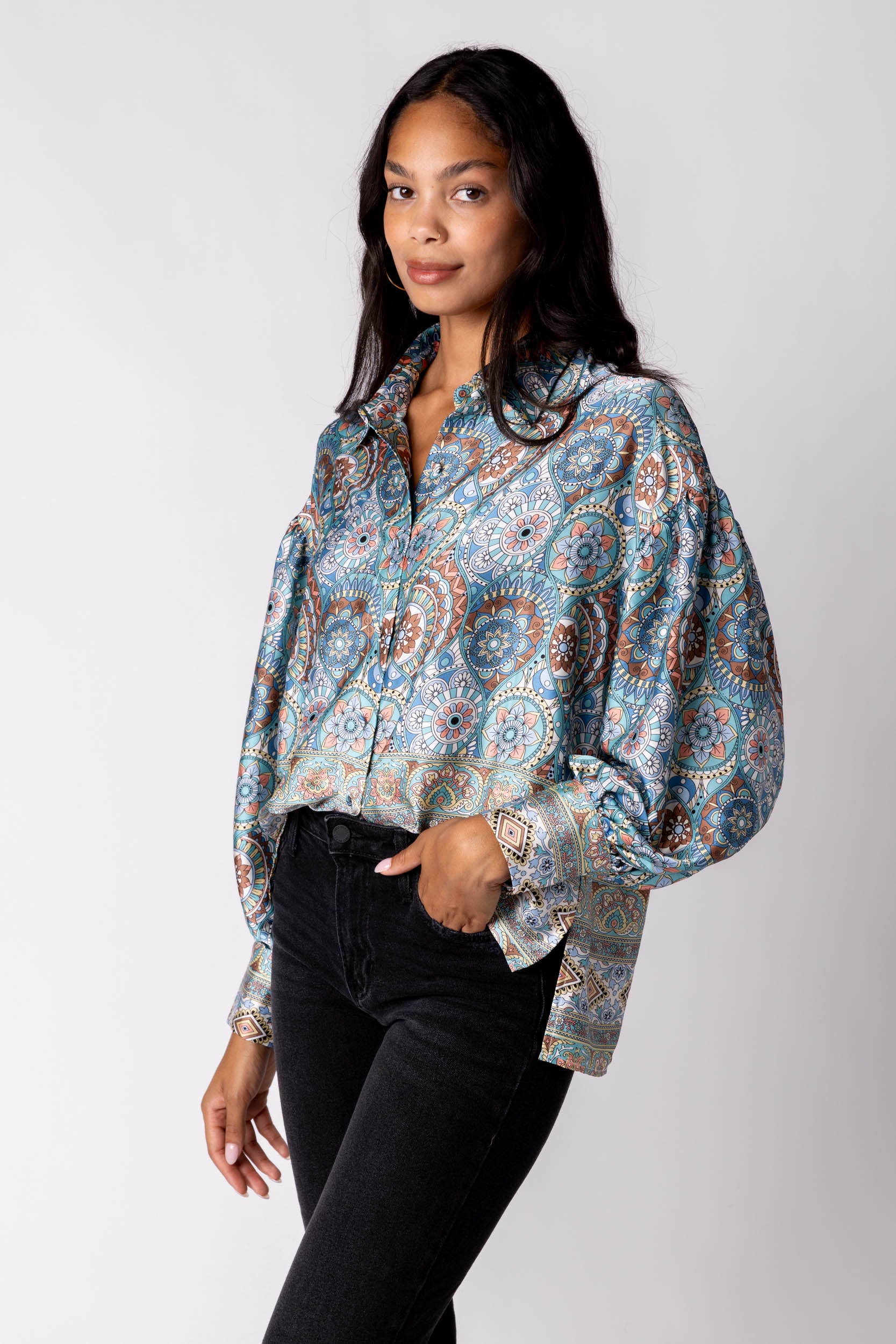 Tia Printed Button Down - fab'rik