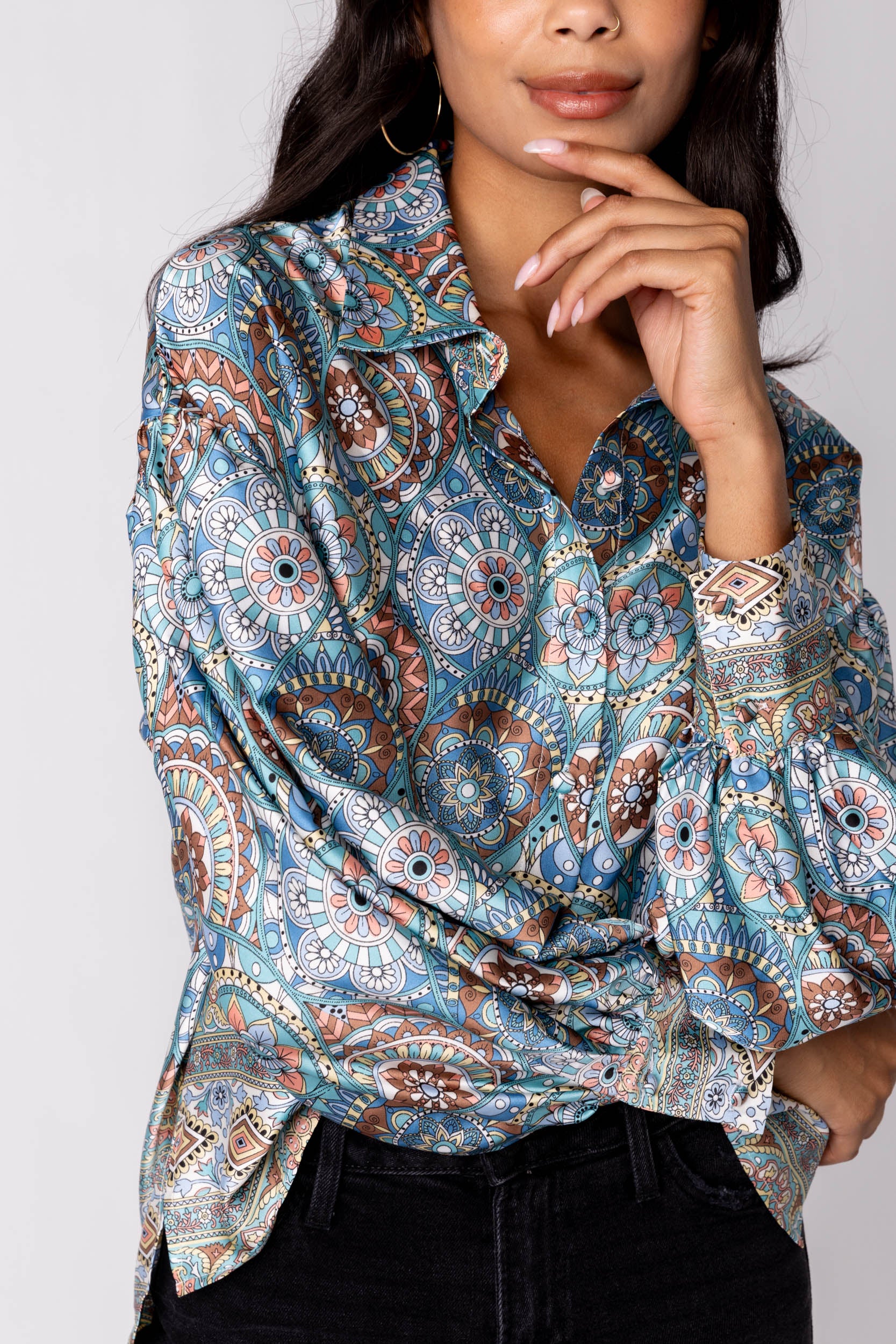 Tia Printed Button Down - fab'rik
