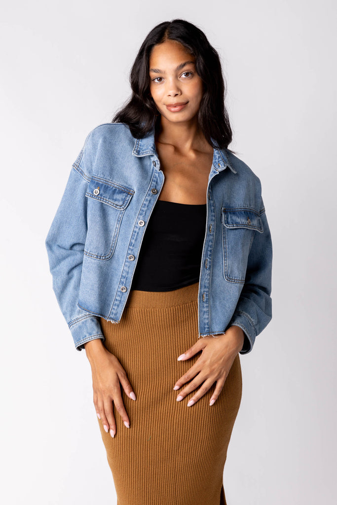 Evie Raw Hem Denim Jacket - fab'rik