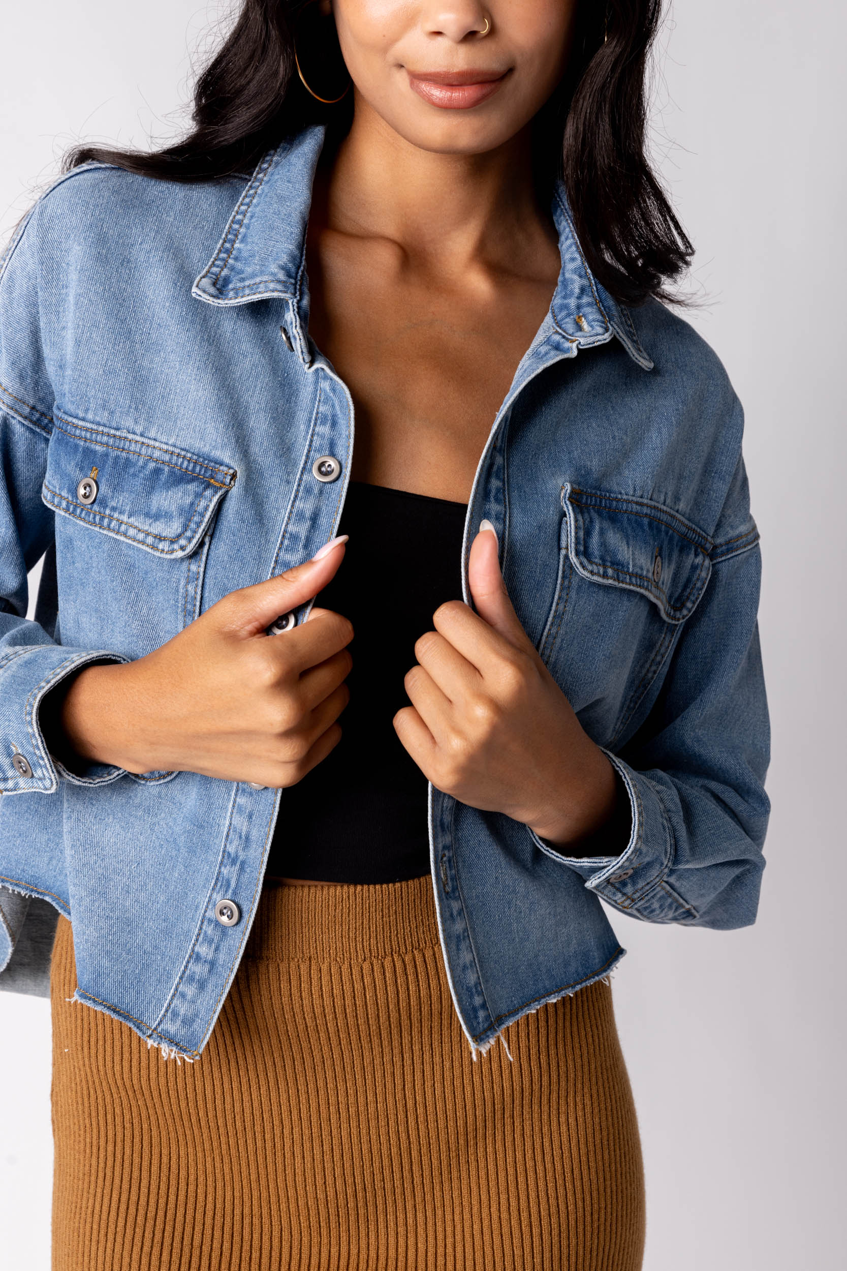Evie Raw Hem Denim Jacket - fab'rik
