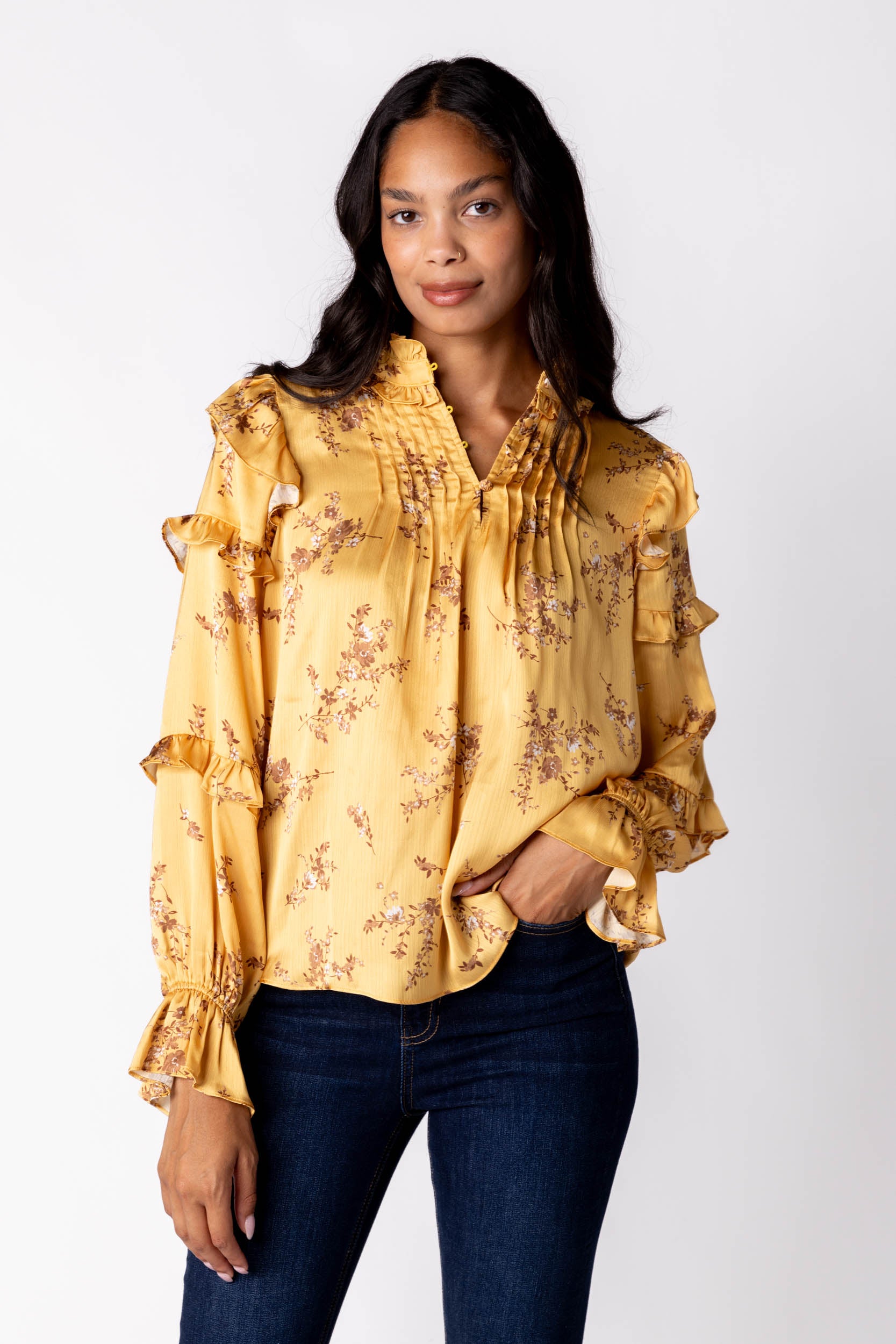 Remi Satin Floral Top - fab'rik