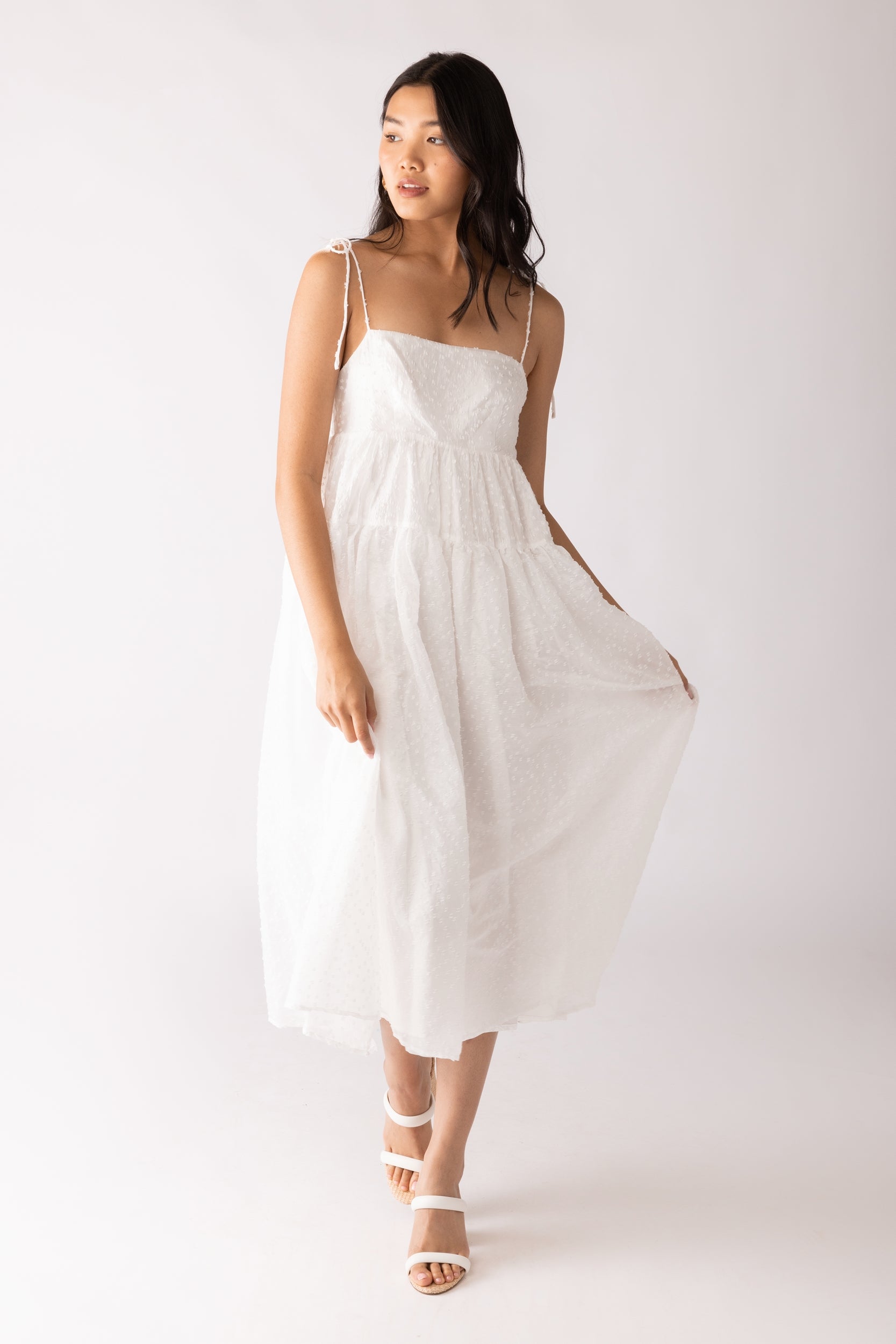 Effie Textured Tie Strap Maxi Dress - fab'rik