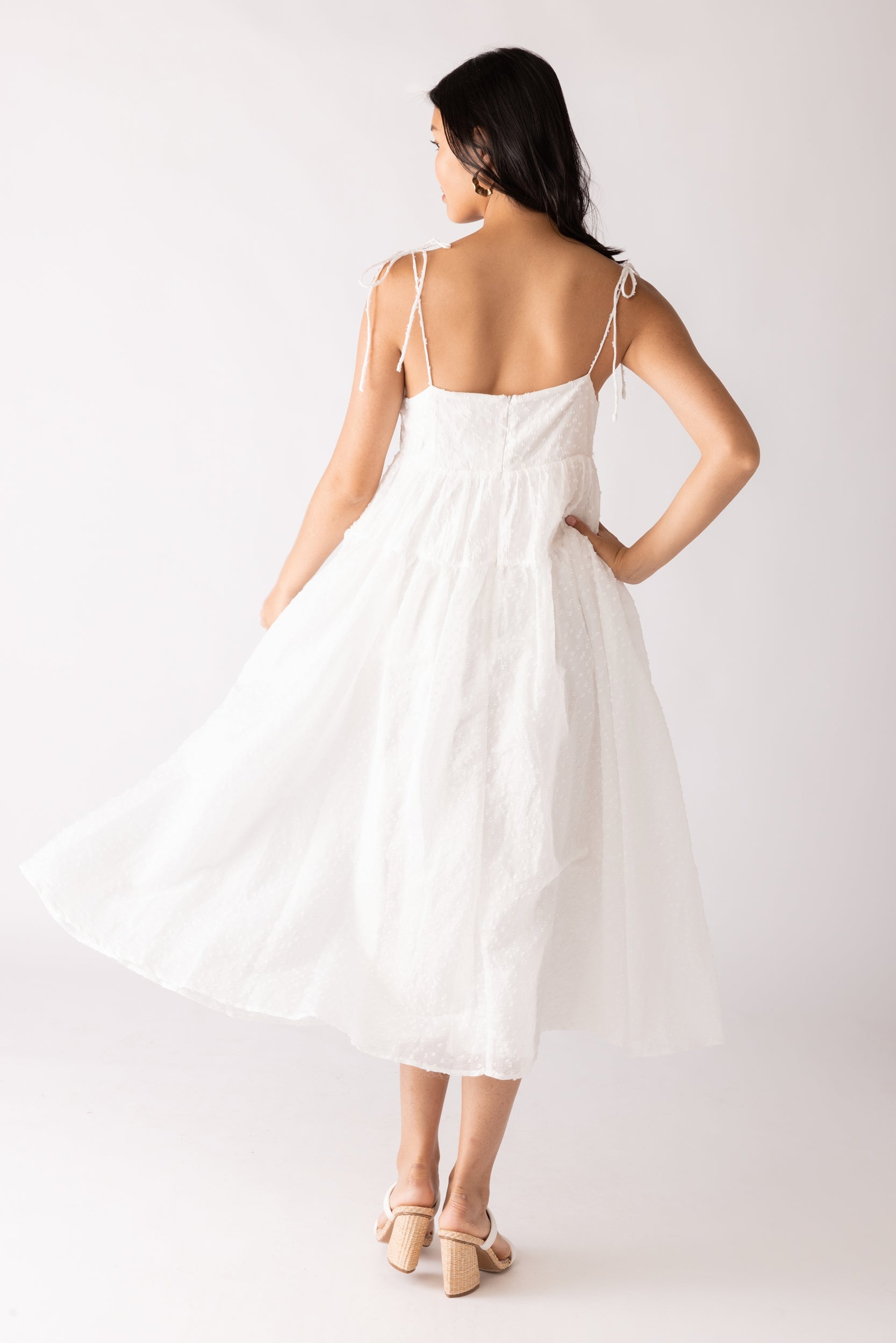 Effie Textured Tie Strap Maxi Dress - fab'rik