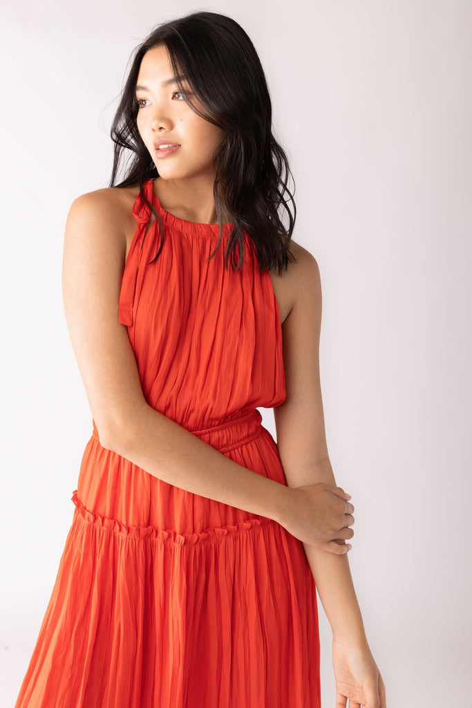 Callan Pleated Detail Midi Dress - fab'rik