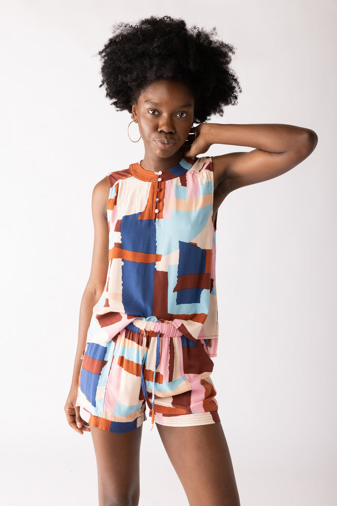Anika Printed Sleeveless Blouse - fab'rik