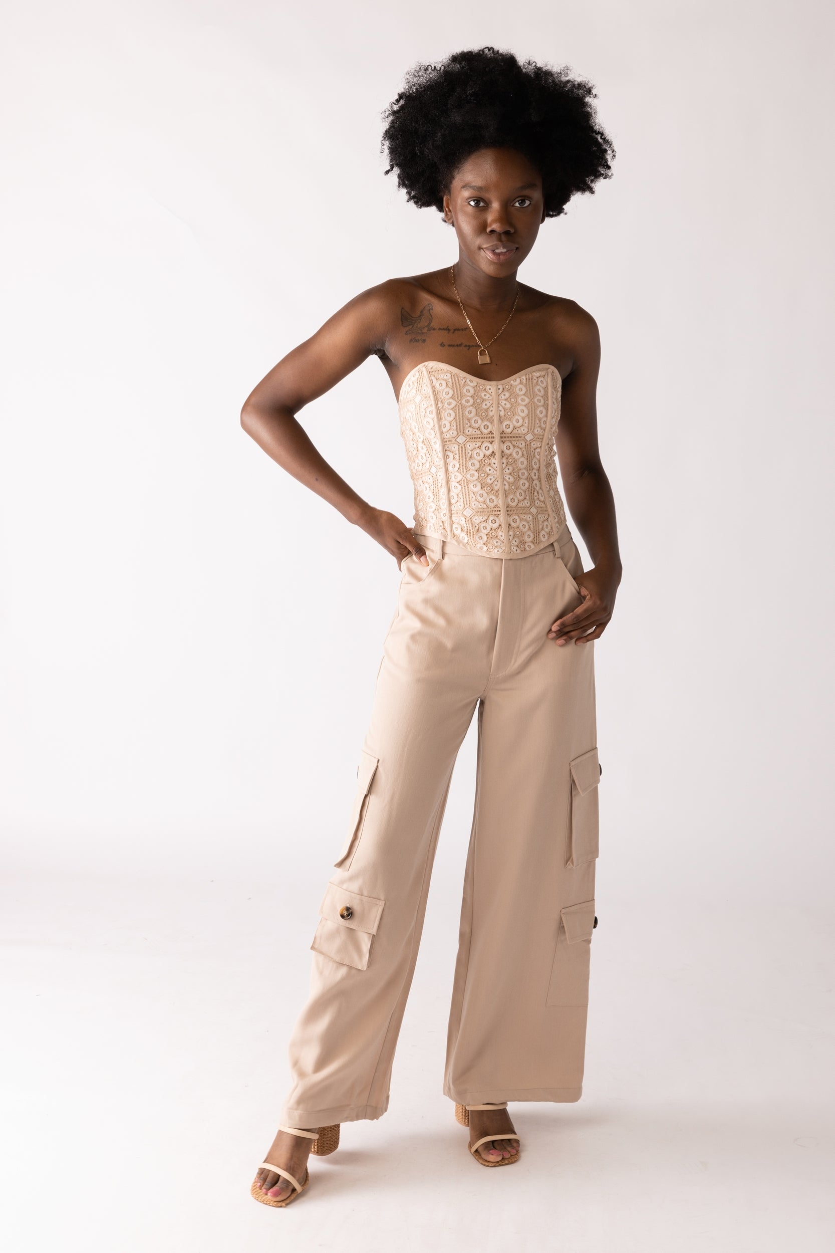 Maeve Wide Leg Drawstring Cargo Pants - fab'rik